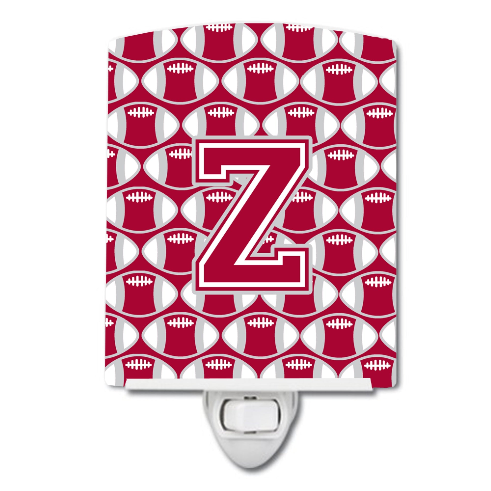  inchCarolines Treasures Letter Z Football Crimson, grey and white Ceramic Night Light, 6x4, Multicolor inch