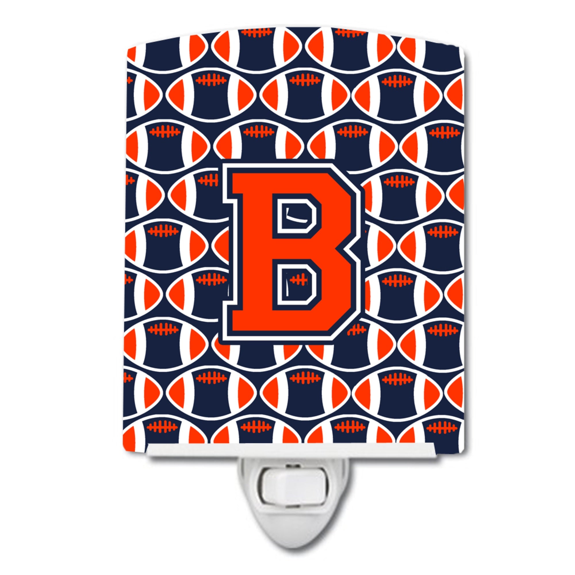  inchCarolines Treasures Letter B Football Orange, Blue and white Ceramic Night Light, 6x4, Multicolor inch