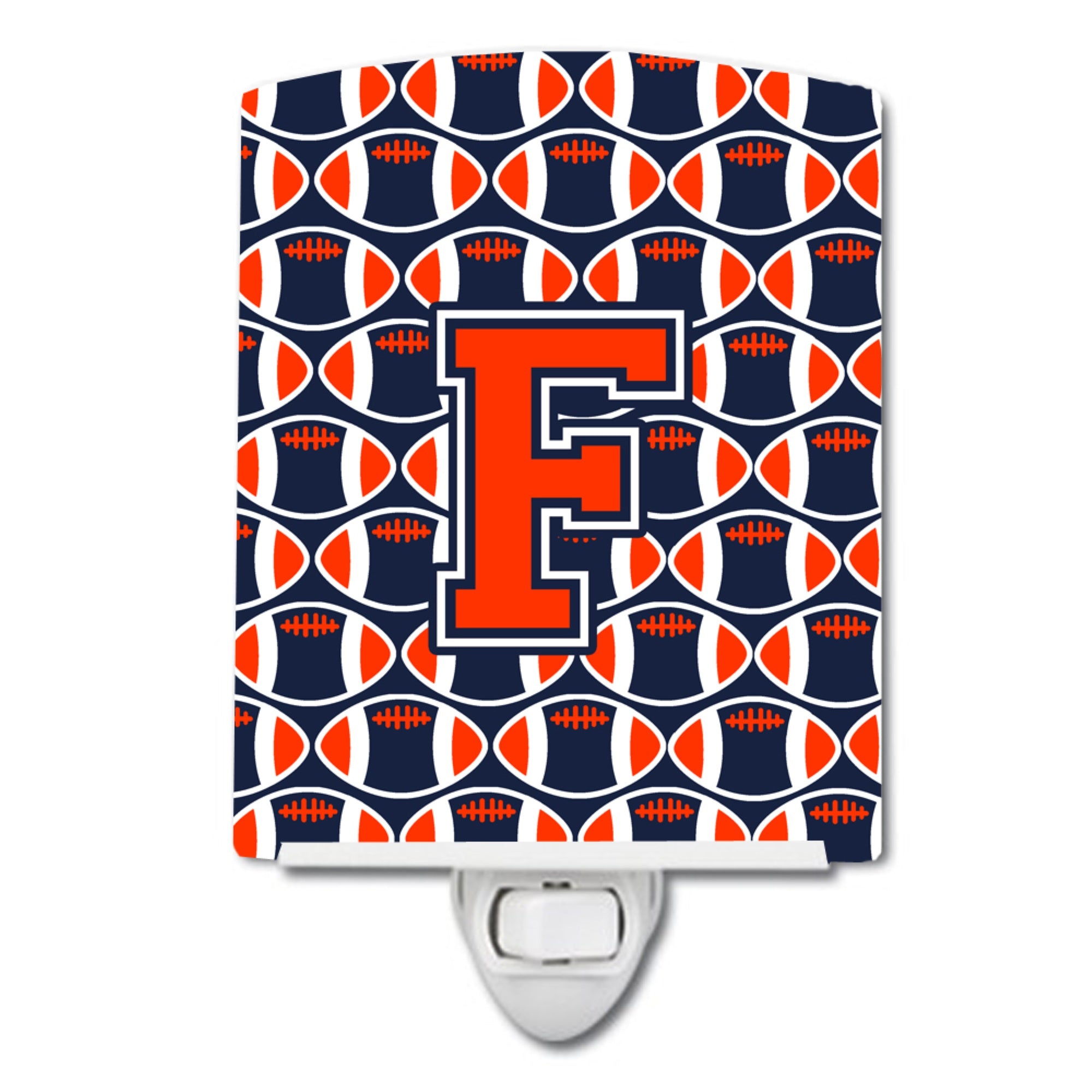  inchCarolines Treasures Letter F Football Orange Blue white Night Light, 6x4, Multicolor inch