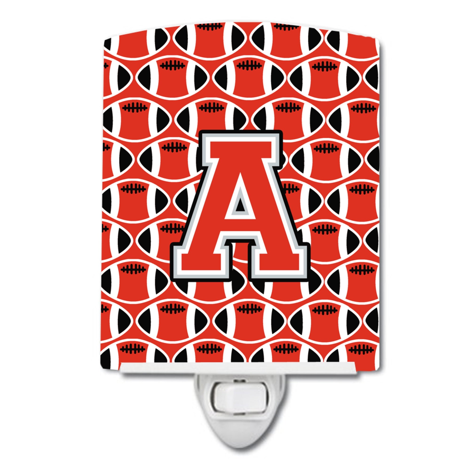  inchCarolines Treasures Letter A Football Scarlet and Grey Ceramic Night Light, 6x4, Multicolor inch
