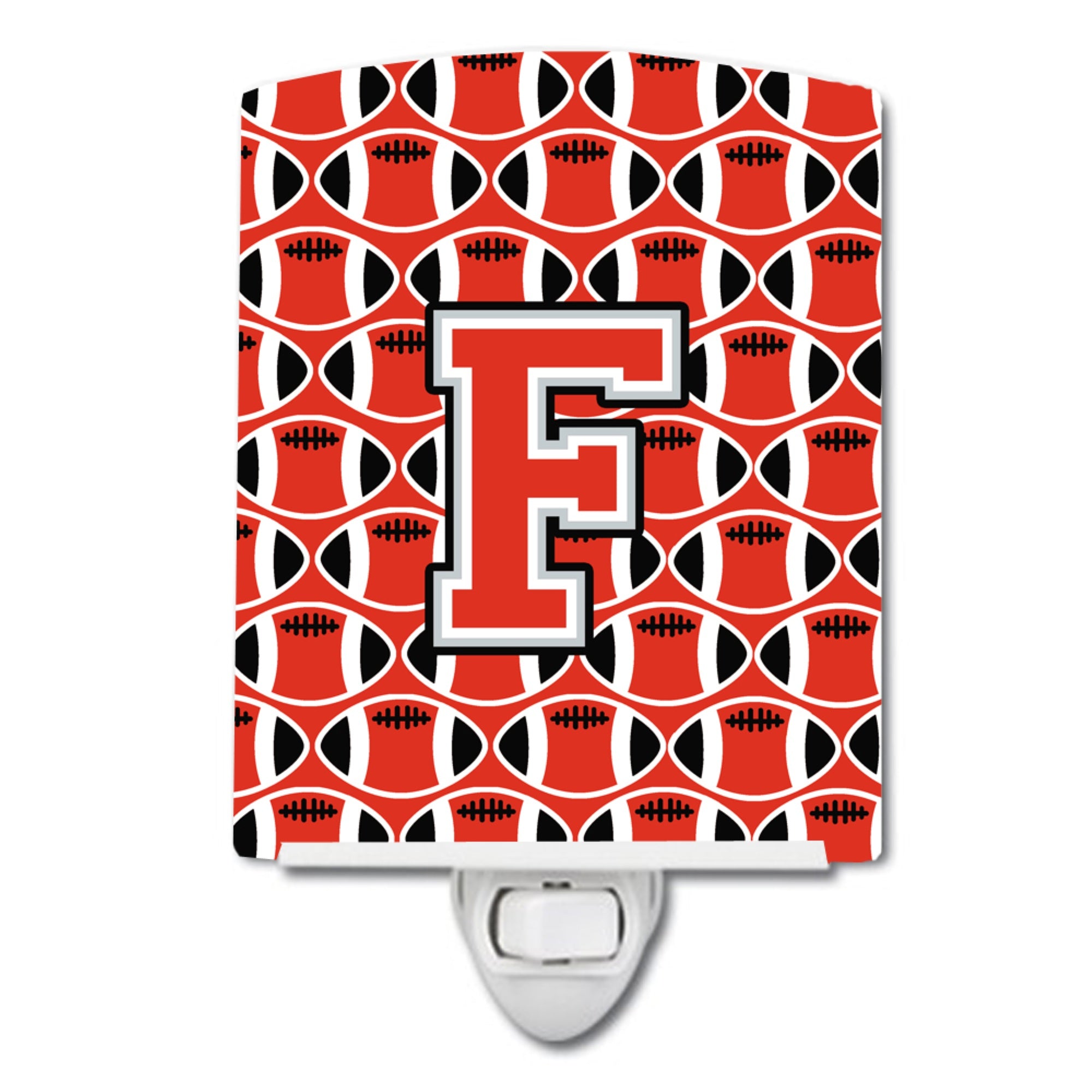  inchCarolines Treasures Letter F Football Scarlet and Grey Night Light, 6x4, Multicolor inch