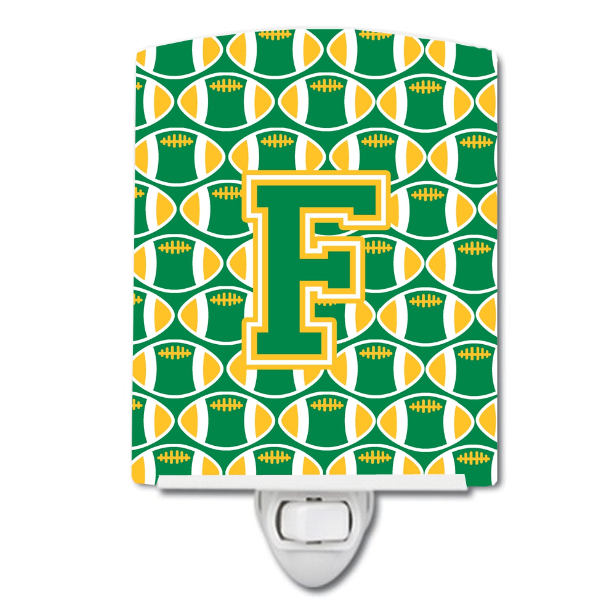  inchCarolines Treasures Letter F Football Green and Gold Night Light, 6x4, Multicolor inch