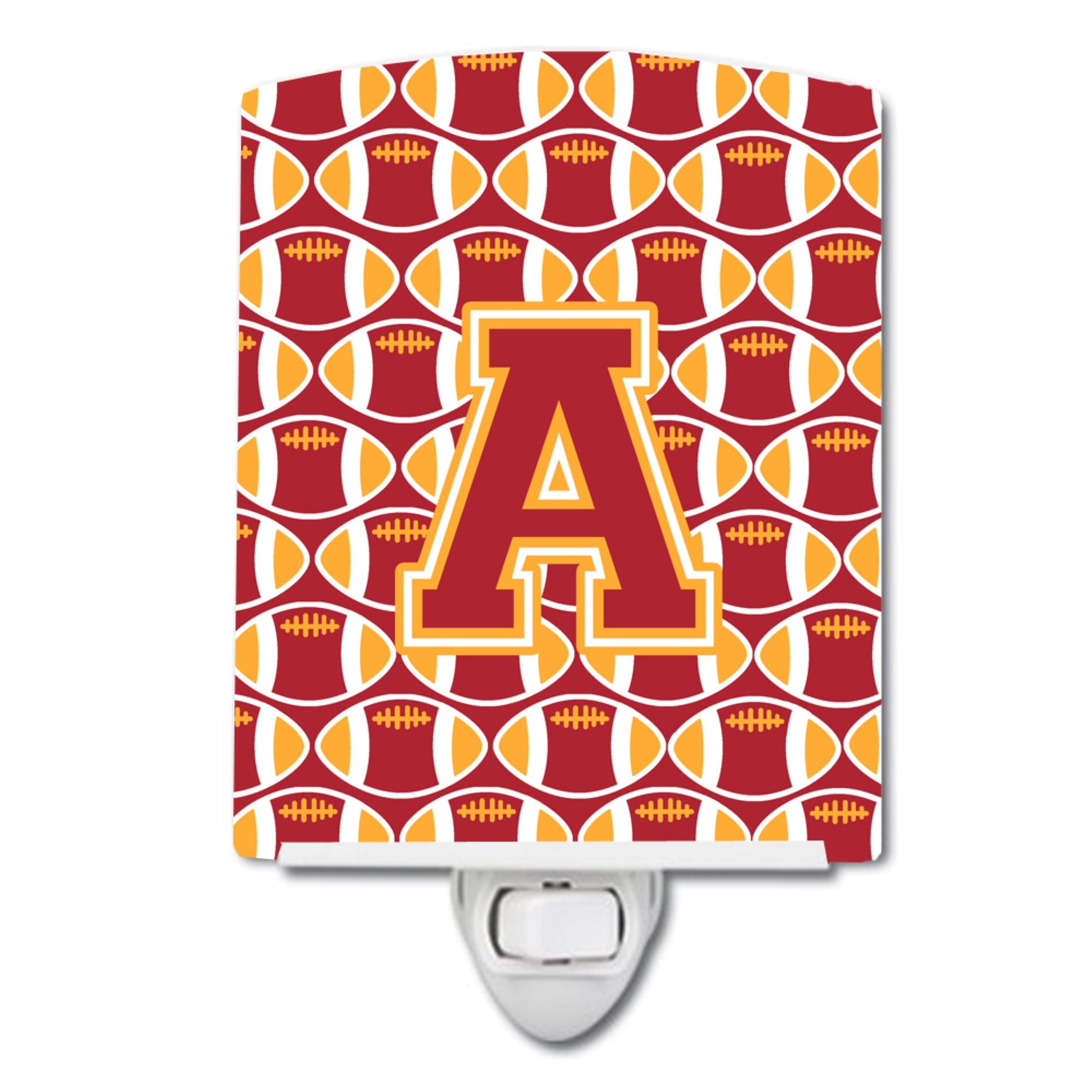  inchCarolines Treasures Letter A Football Cardinal and Gold Ceramic Night Light, 6x4, Multicolor inch
