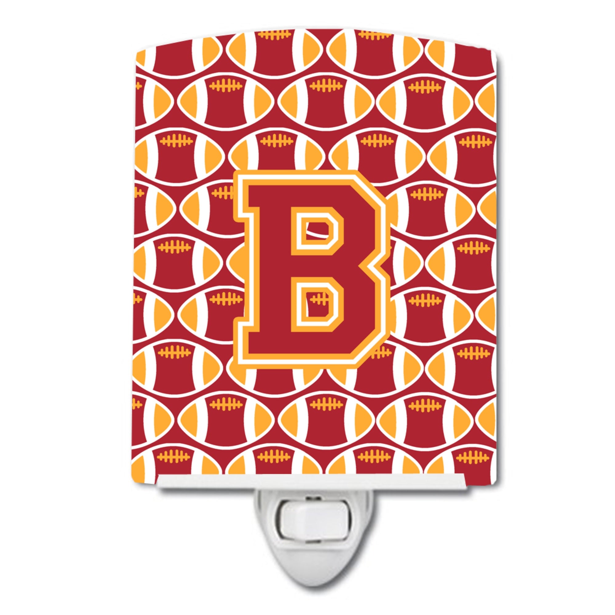  inchCarolines Treasures Letter B Football Cardinal and Gold Ceramic Night Light, 6x4, Multicolor inch