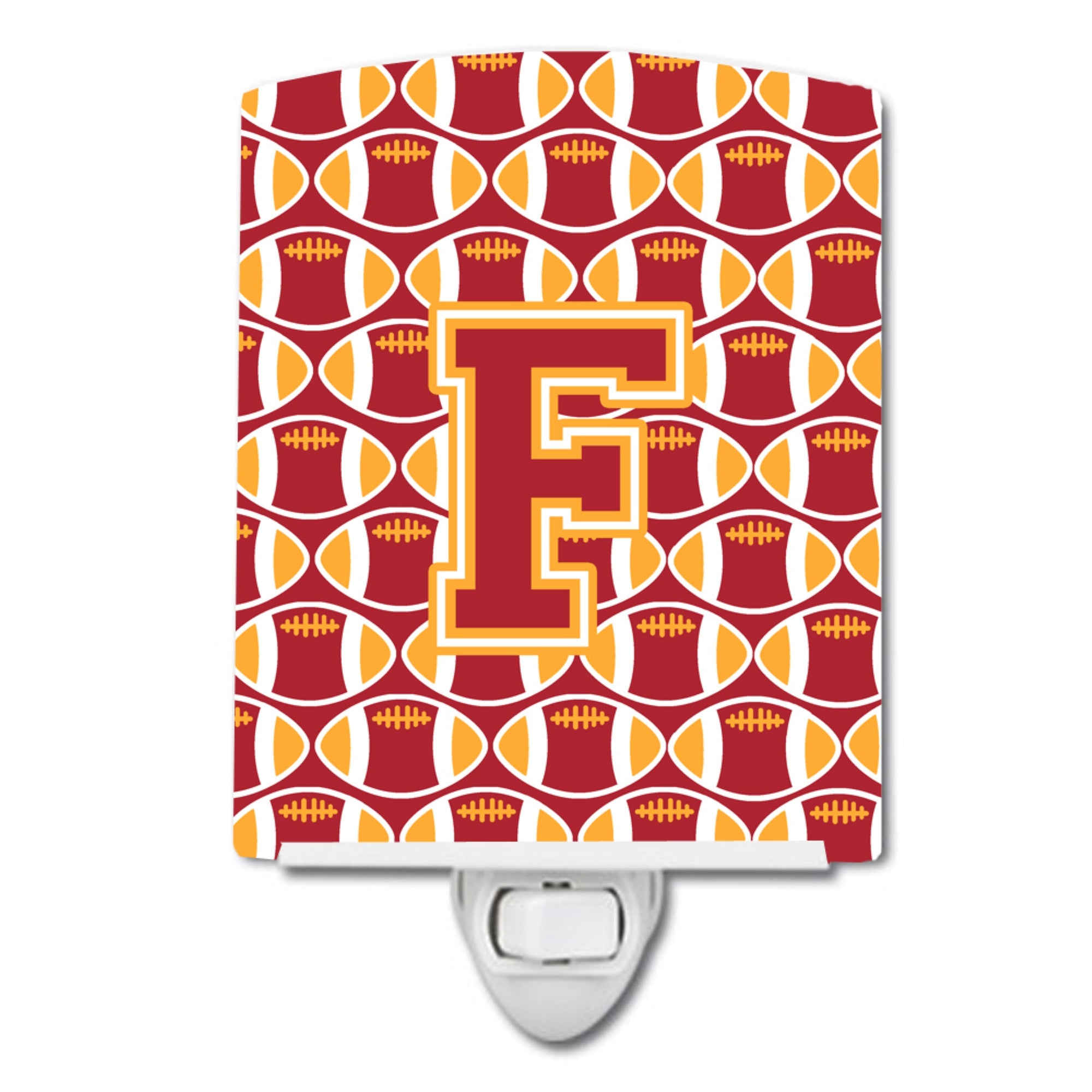  inchCarolines Treasures Letter F Football Cardinal and Gold Night Light, 6x4, Multicolor inch