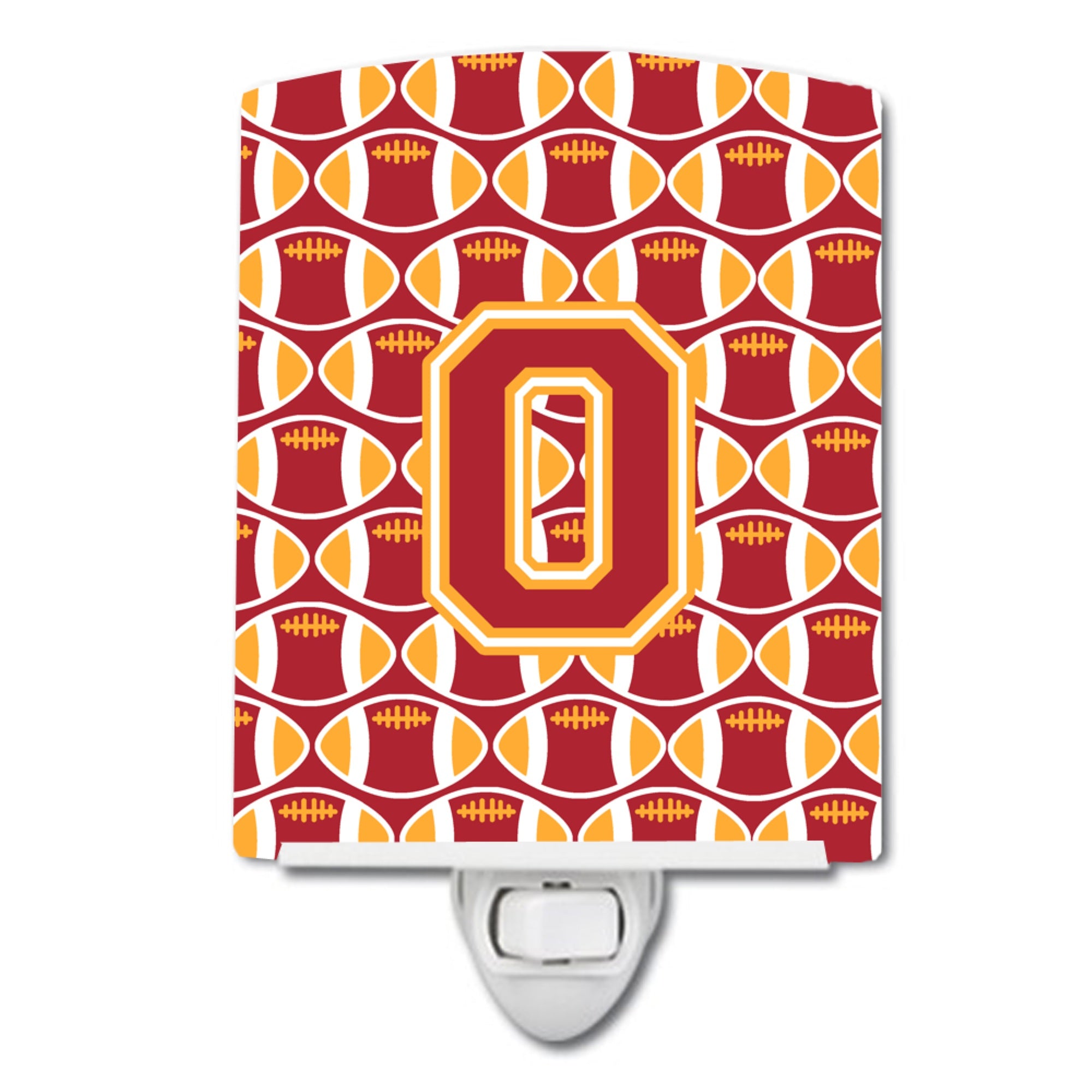  inchCarolines Treasures Letter O Football Cardinal and Gold Ceramic Night Light, 6x4, Multicolor inch