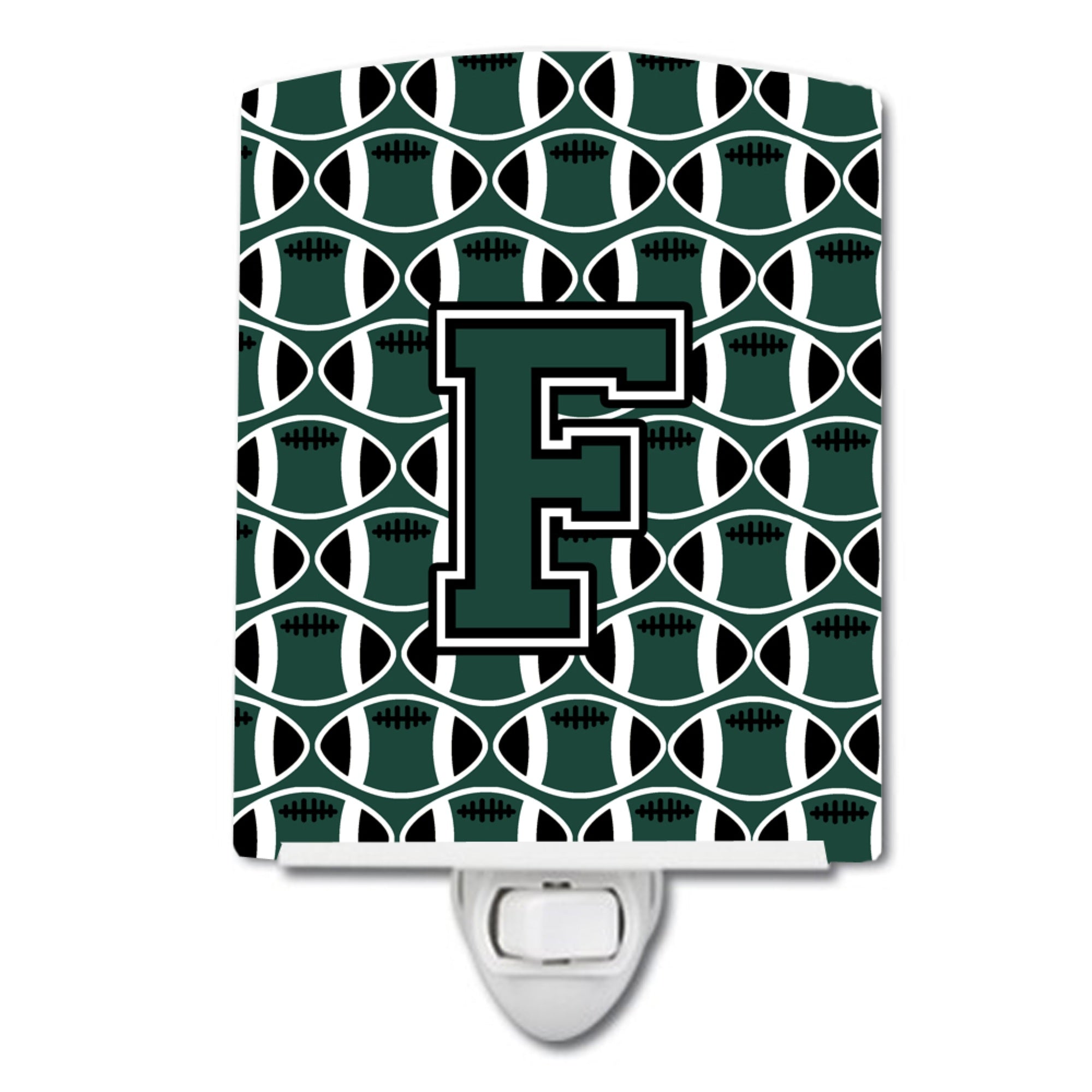  inchCarolines Treasures Letter F Football Green and White Night Light, 6x4, Multicolor inch