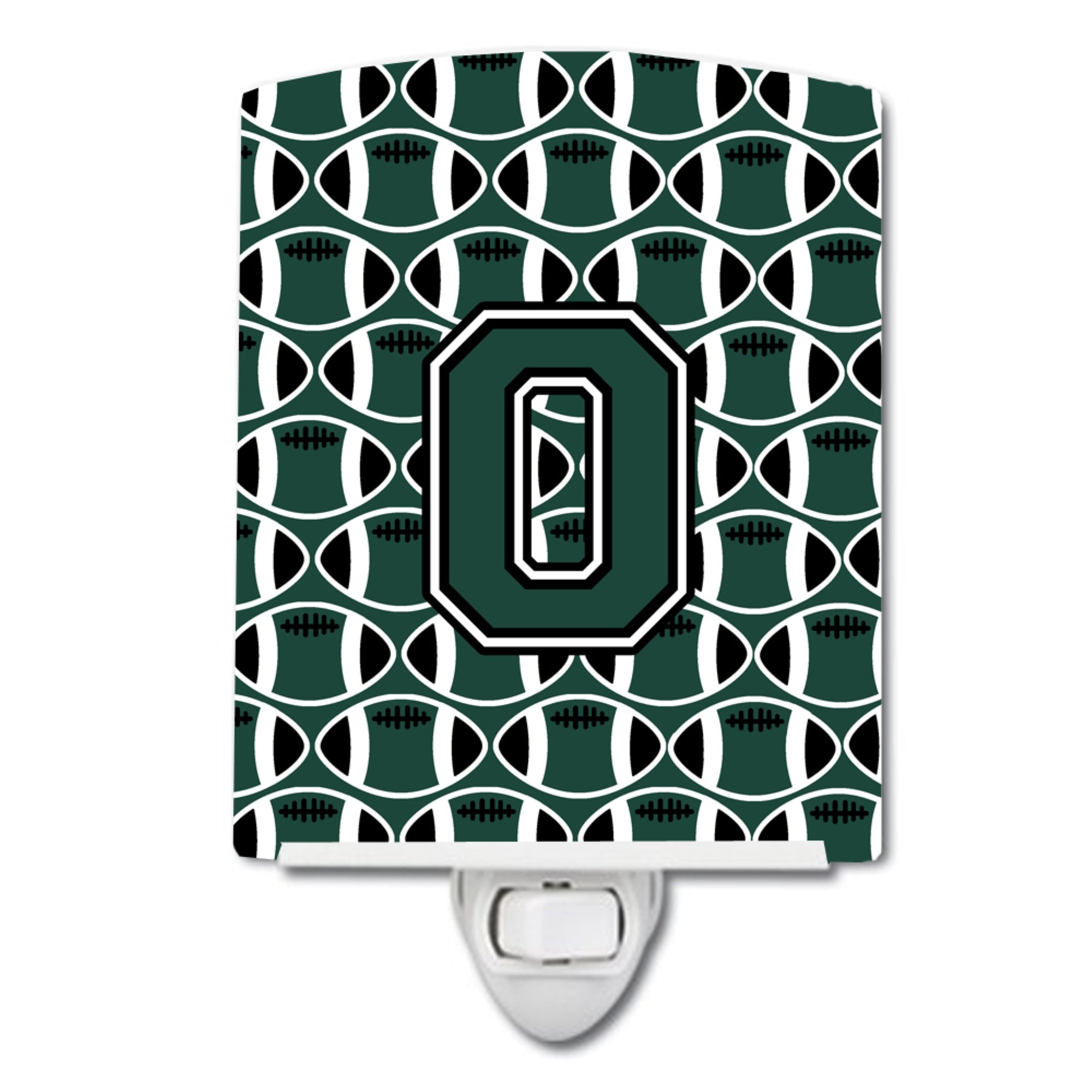  inchCarolines Treasures Letter O Football Green and White Ceramic Night Light, 6x4, Multicolor inch