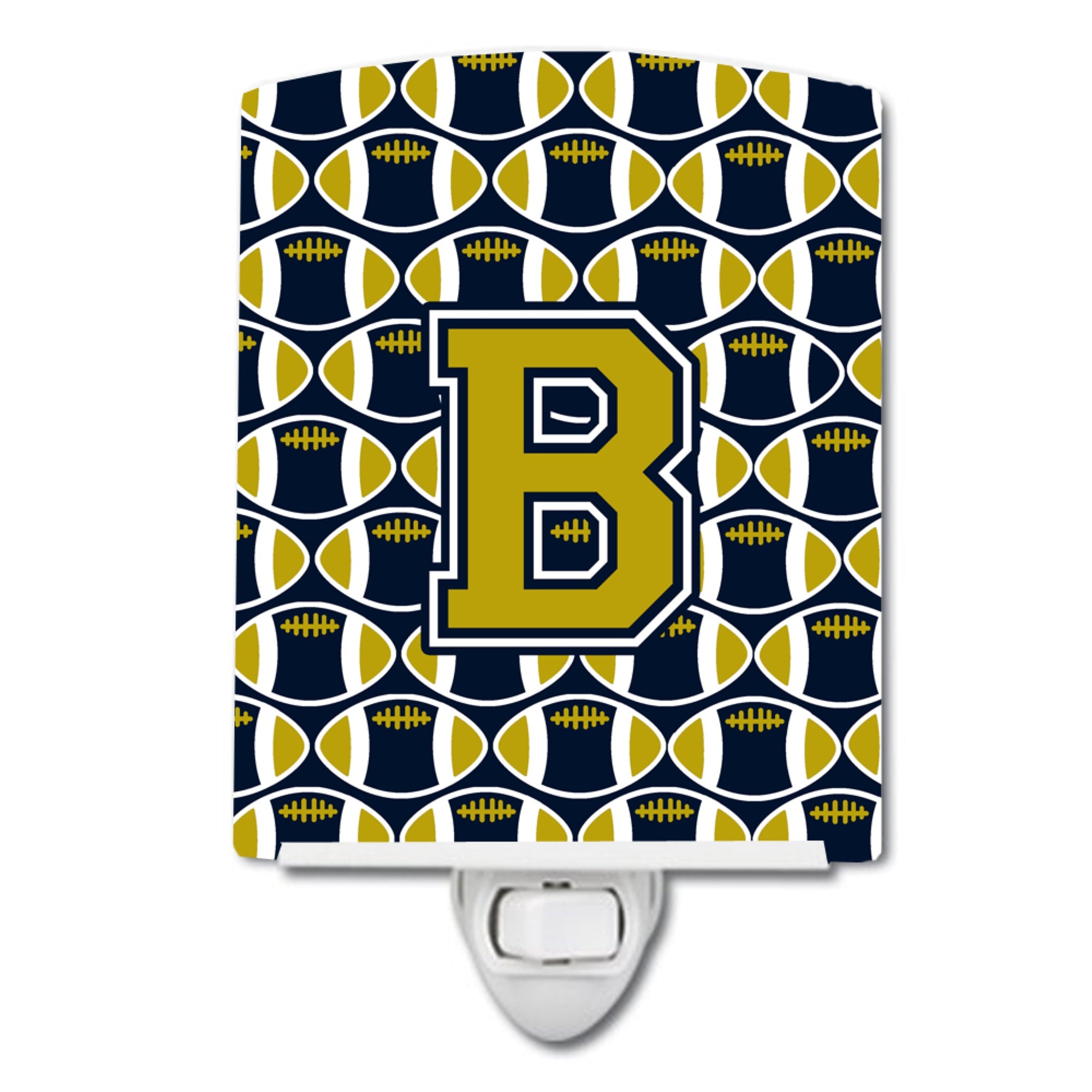  inchCarolines Treasures Letter B Football Blue and Gold Ceramic Night Light, 6x4, Multicolor inch