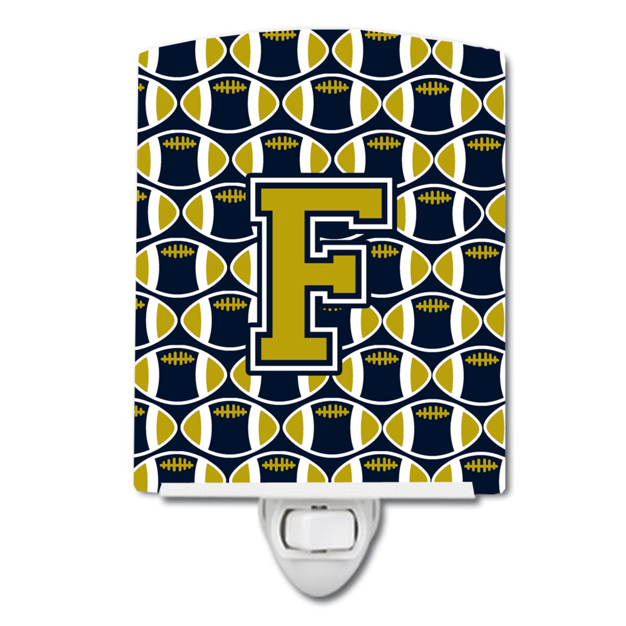  inchCarolines Treasures Letter F Football Blue and Gold Night Light, 6x4, Multicolor inch