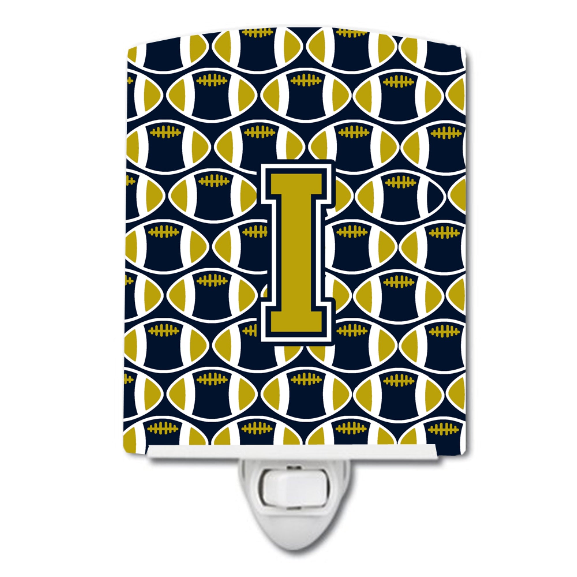  inchCarolines Treasures Letter I Football Blue and Gold Ceramic Night Light, 6x4, Multicolor inch