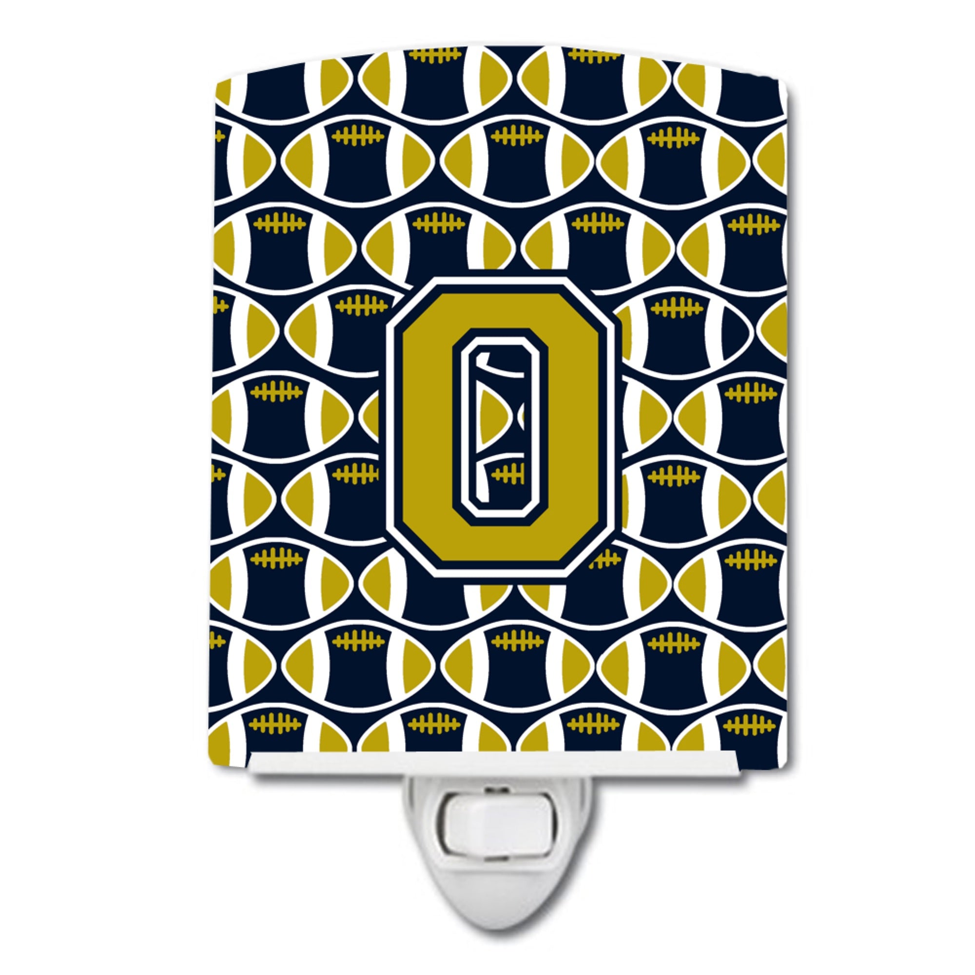  inchCarolines Treasures Letter O Football Blue and Gold Ceramic Night Light, 6x4, Multicolor inch