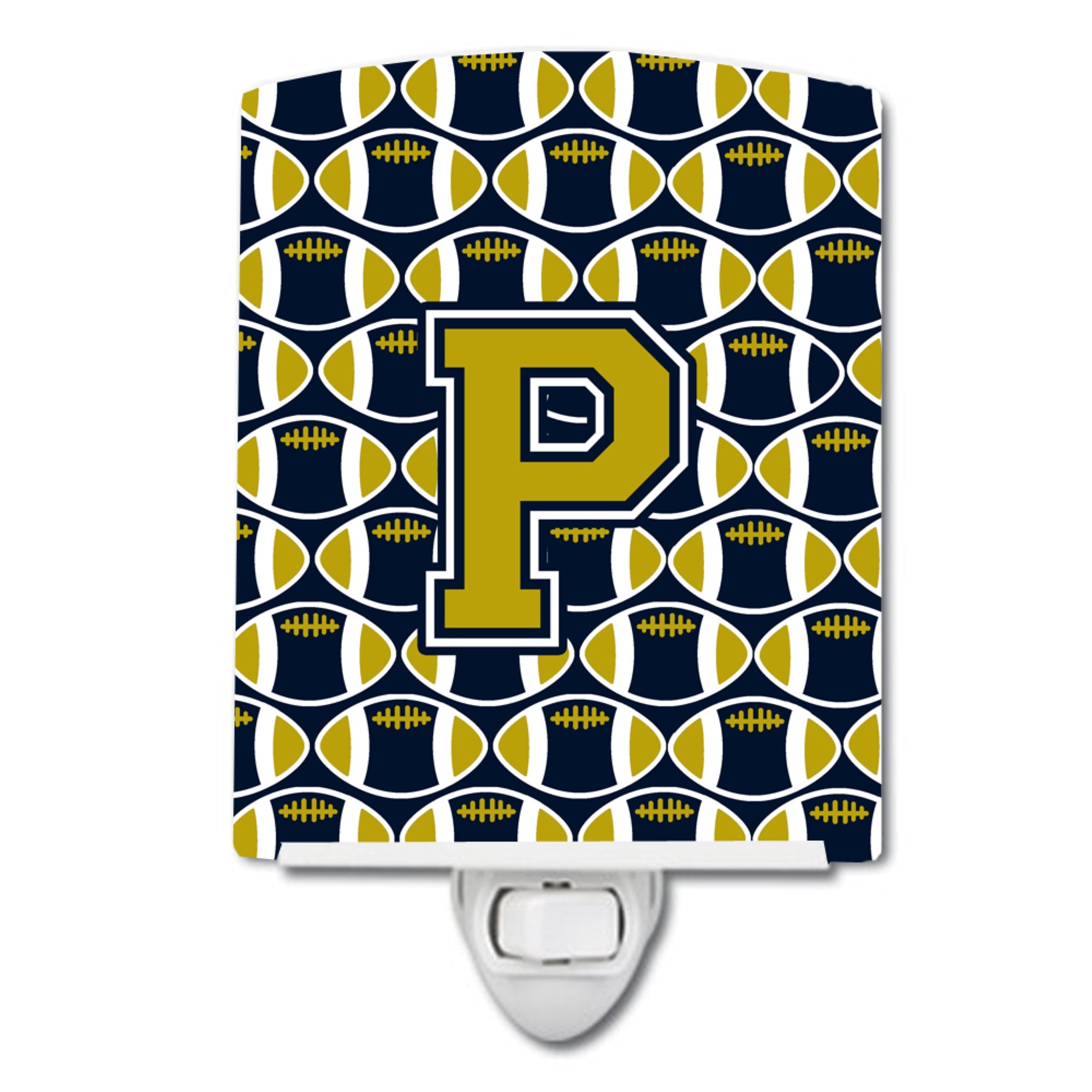  inchCarolines Treasures Letter P Football Blue and Gold Ceramic Night Light, 6x4, Multicolor inch