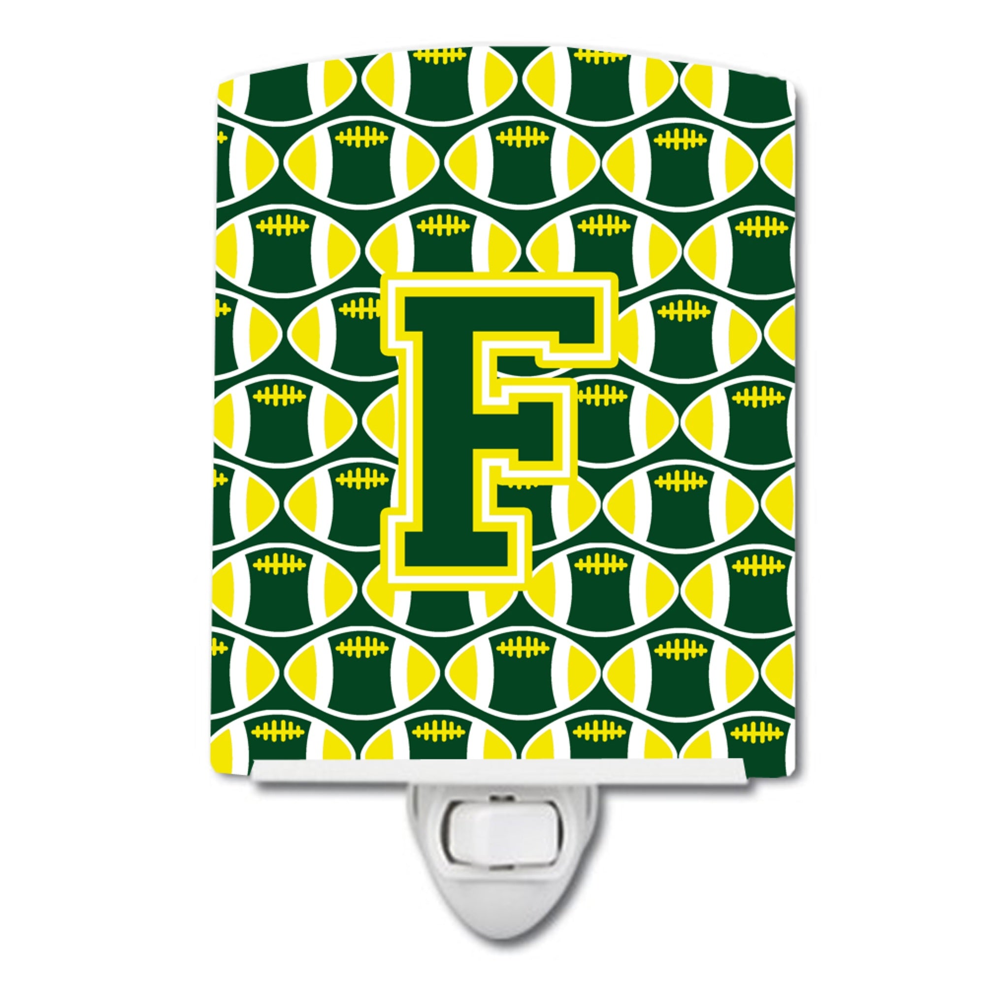  inchCarolines Treasures Letter F Football Green and Yellow Night Light, 6x4, Multicolor inch