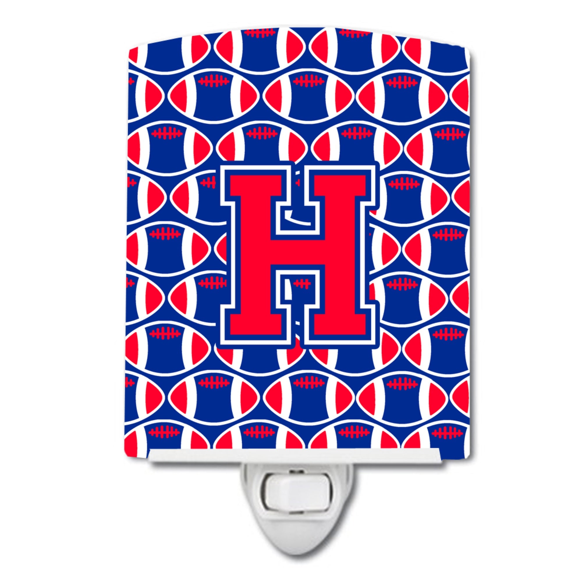  inchCarolines Treasures Letter H Football Harvard Crimson and Yale Blue Ceramic Night Light, 6x4, Multicolor inch