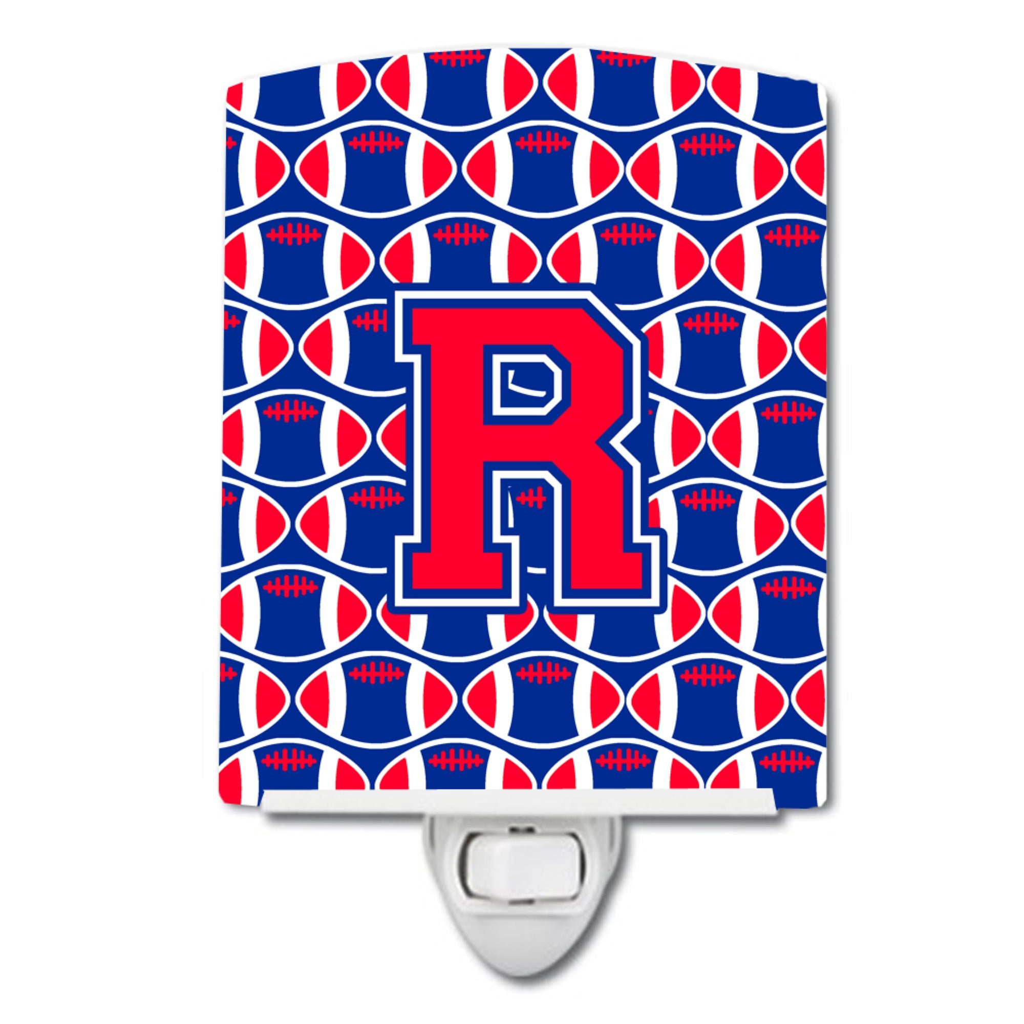  inchCarolines Treasures Letter R Football Harvard Crimson and Yale Blue Ceramic Night Light, 6x4, Multicolor inch
