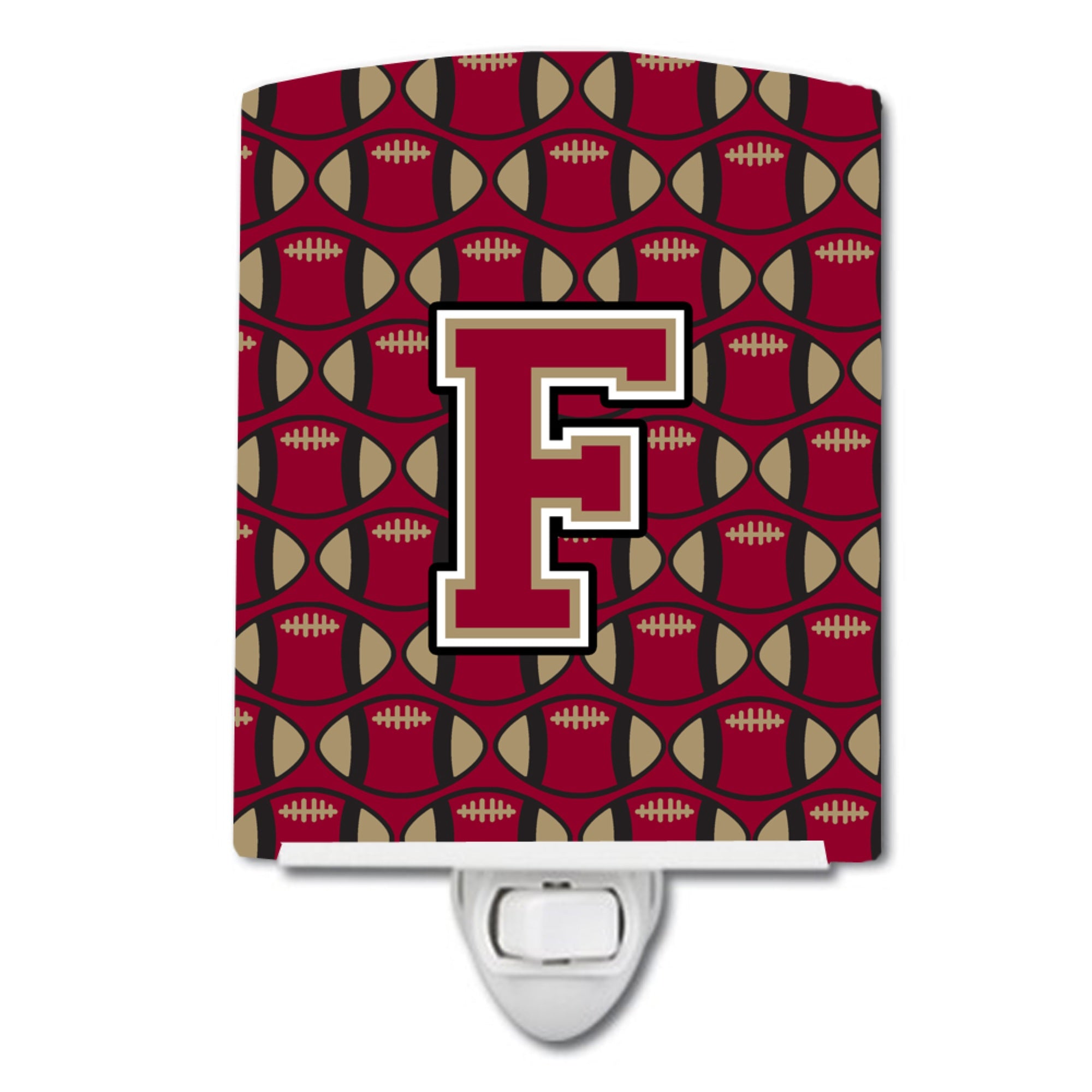  inchCarolines Treasures Letter F Football Garnet and Gold Night Light, 6x4, Multicolor inch