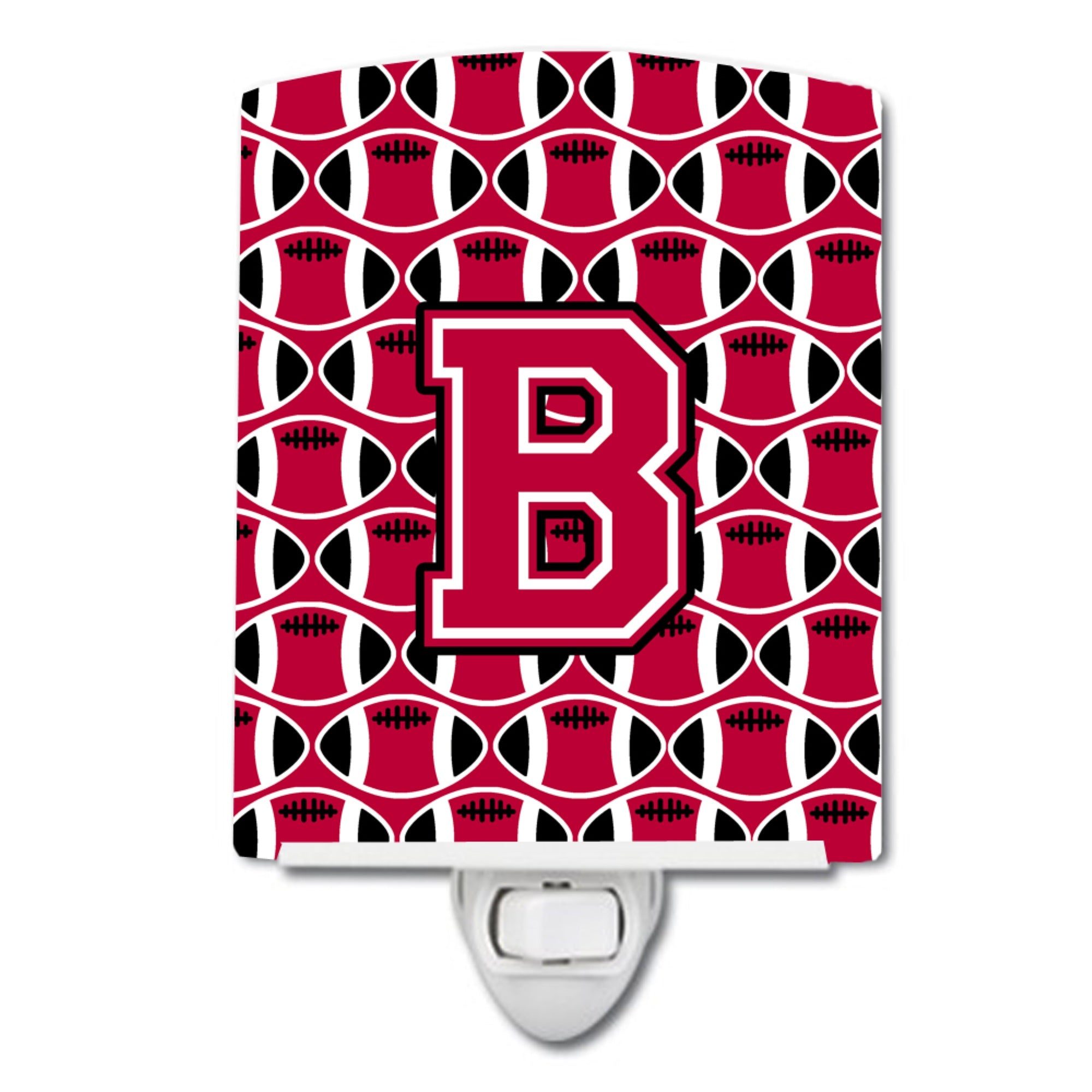  inchCarolines Treasures Letter B Football Crimson and White Ceramic Night Light, 6x4, Multicolor inch