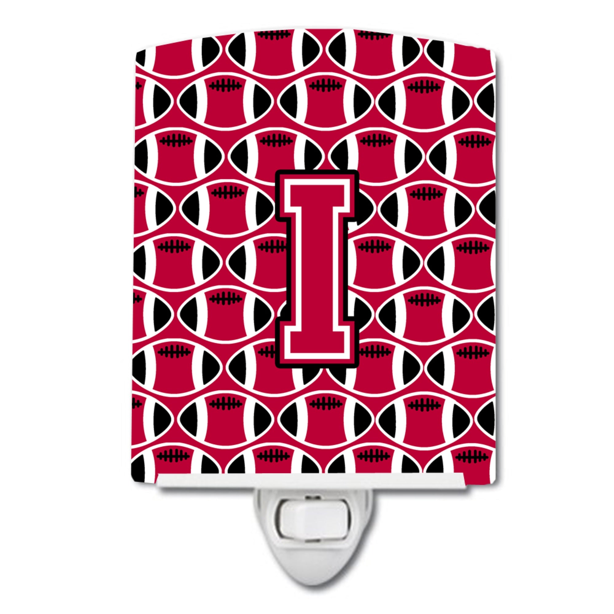  inchCarolines Treasures Letter I Football Crimson and White Ceramic Night Light, 6x4, Multicolor inch