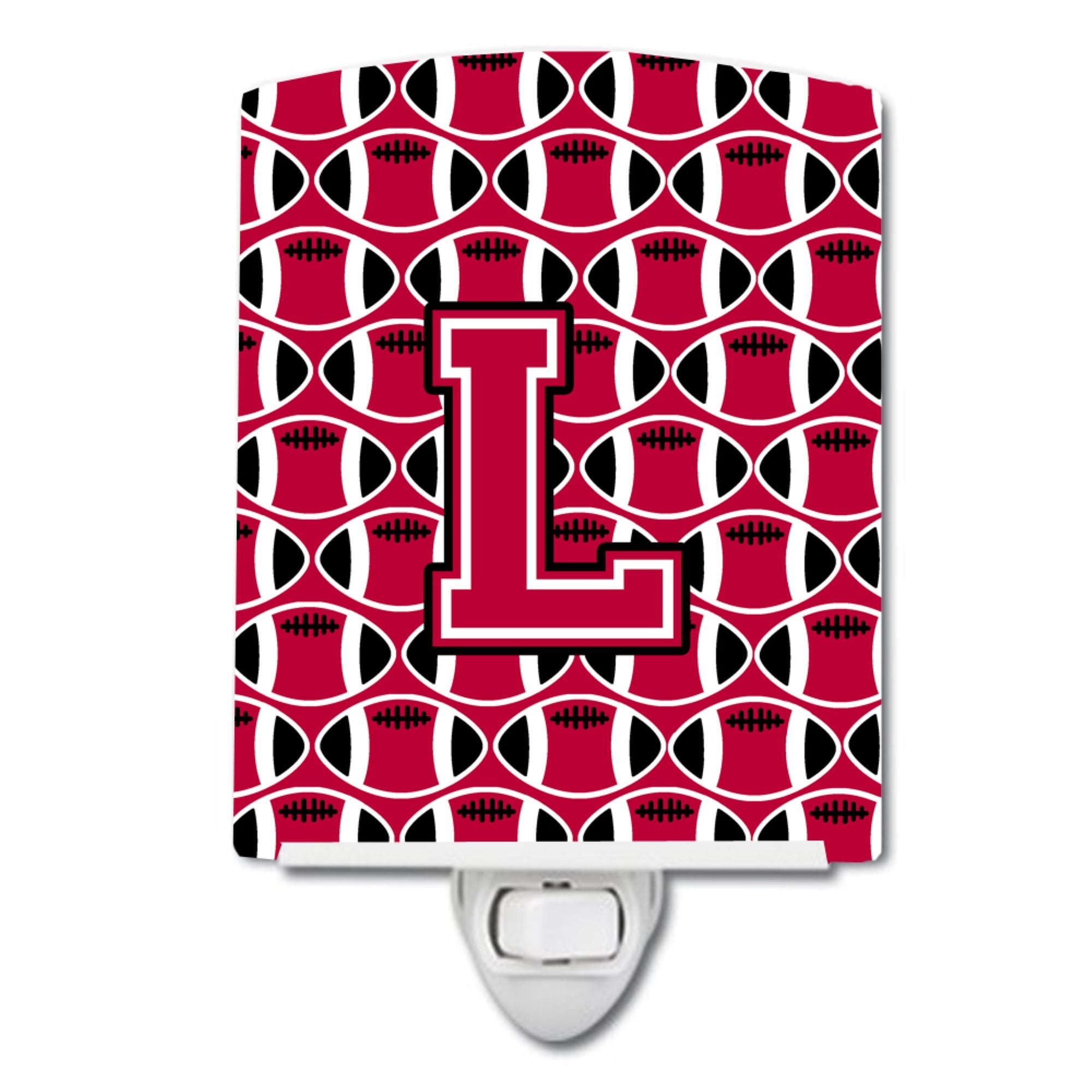  inchCarolines Treasures Letter L Football Crimson and White Ceramic Night Light, 6x4, Multicolor inch