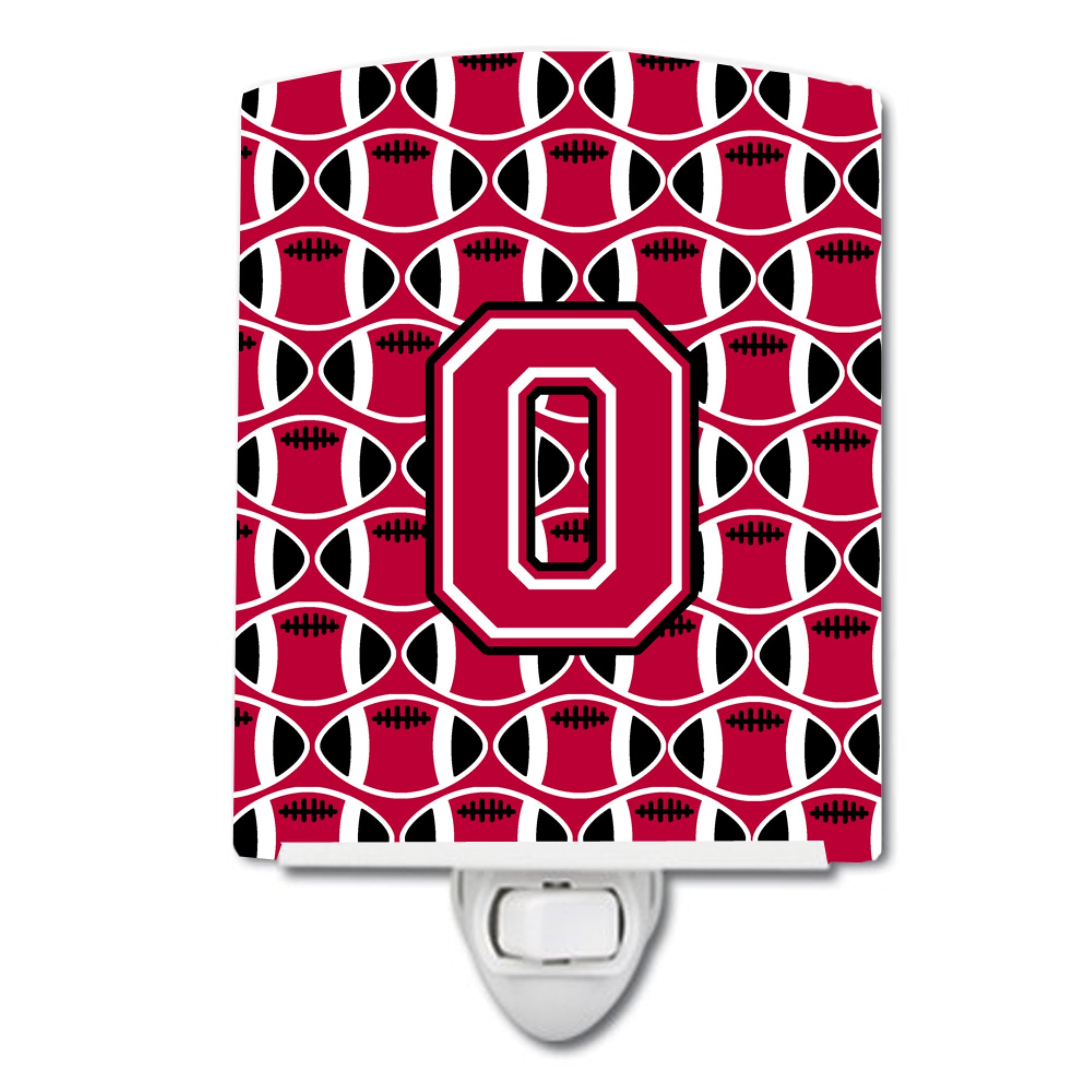  inchCarolines Treasures Letter O Football Crimson and White Ceramic Night Light, 6x4, Multicolor inch