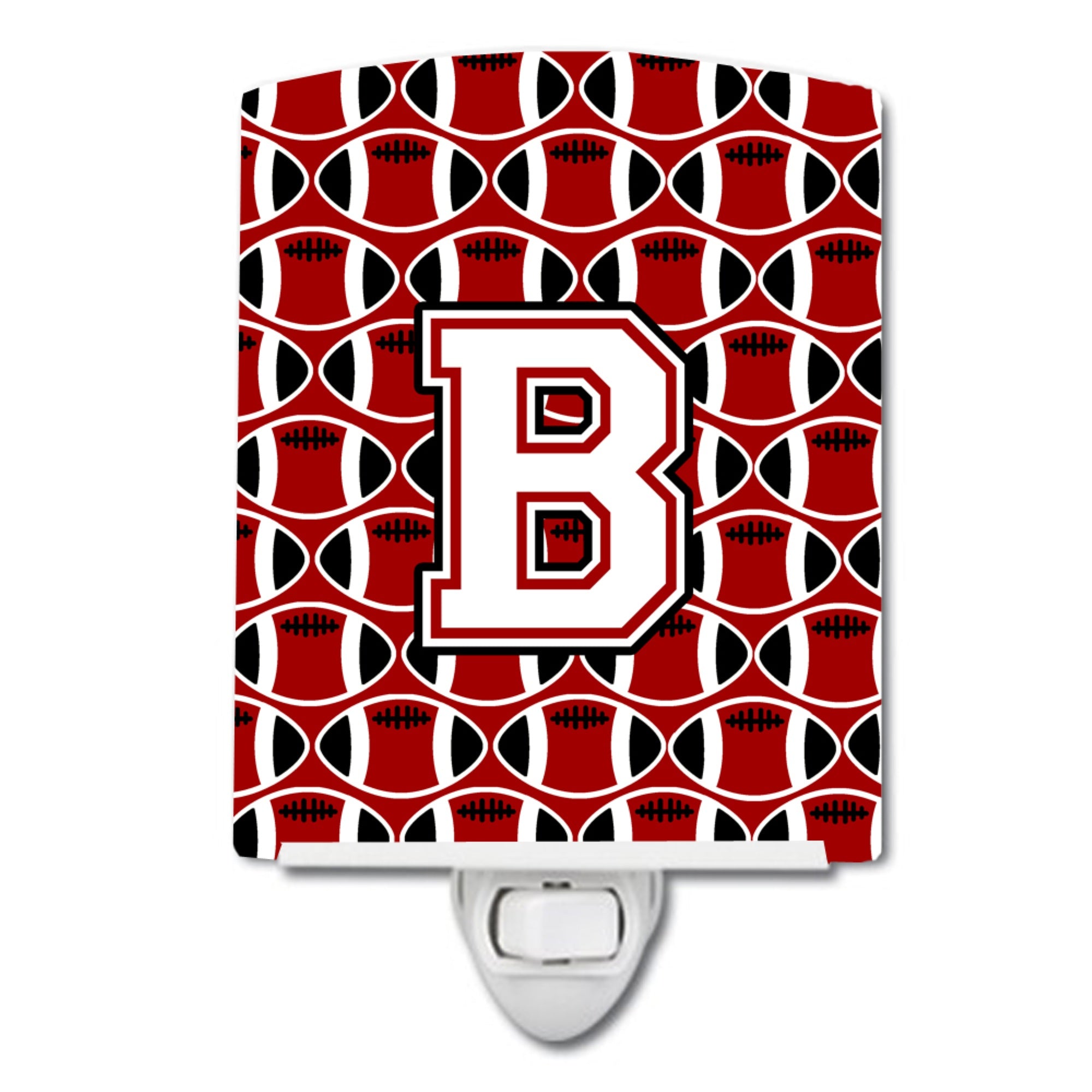  inchCarolines Treasures Letter B Football Cardinal and White Ceramic Night Light, 6x4, Multicolor inch