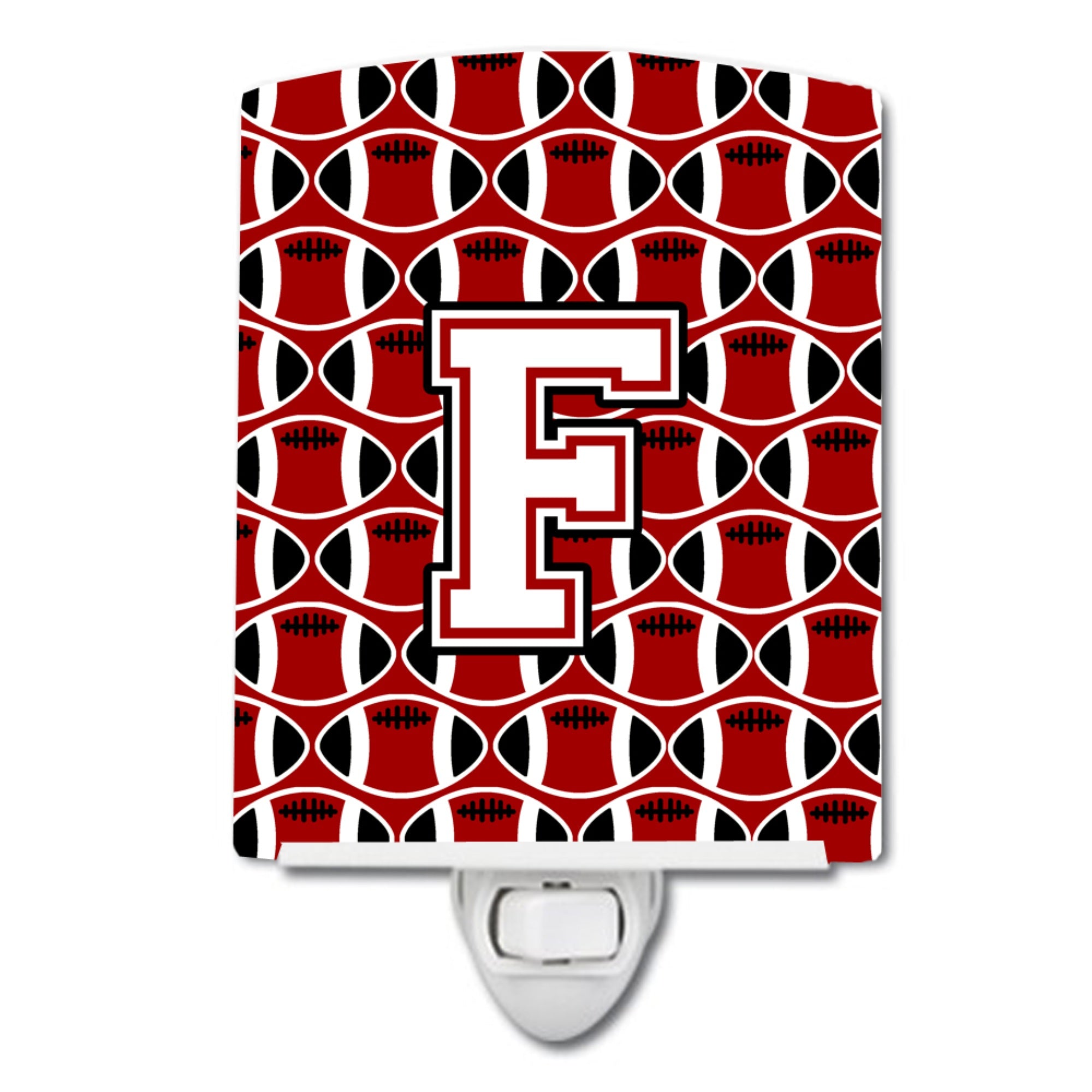  inchCarolines Treasures Letter F Football Cardinal and White Night Light, 6x4, Multicolor inch