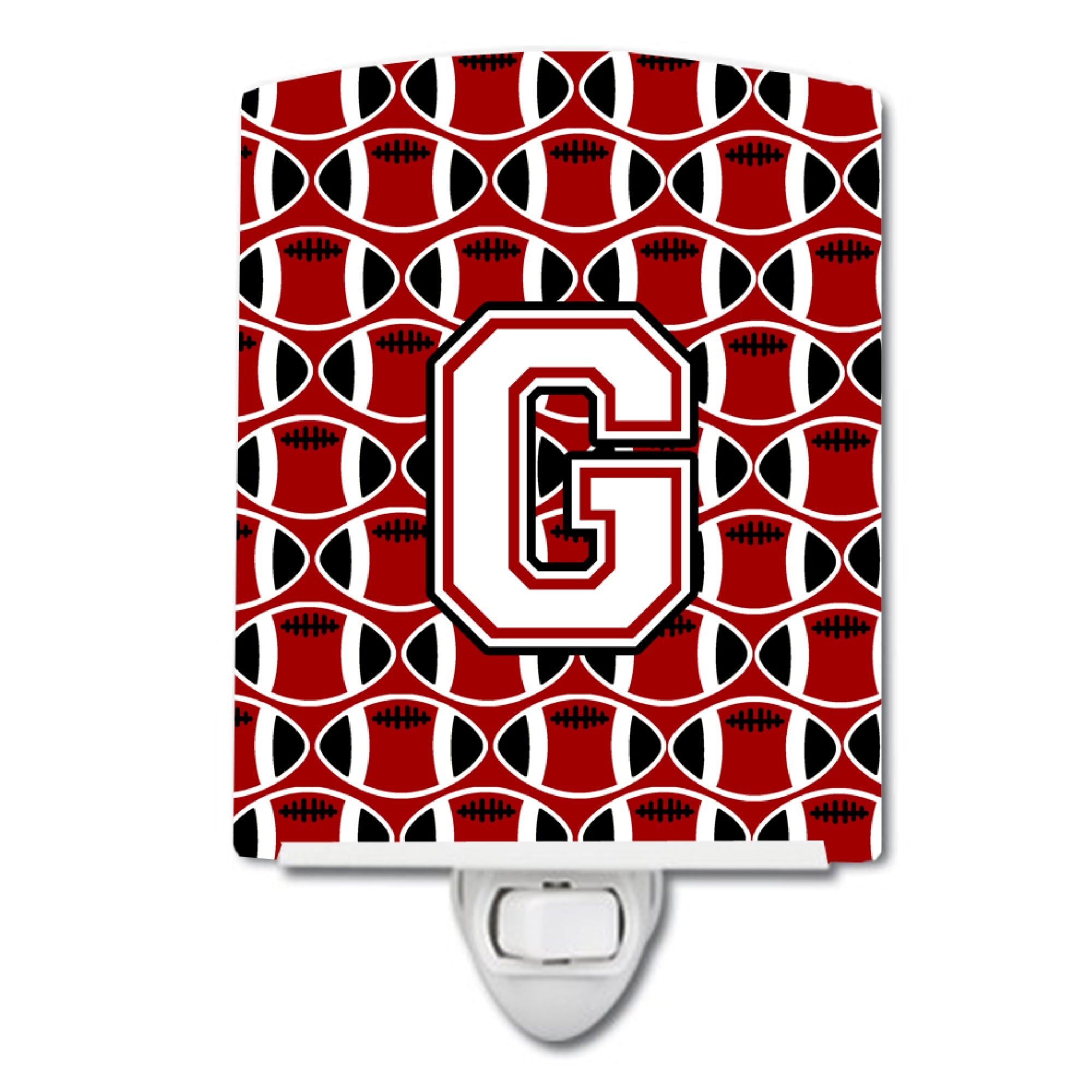  inchCarolines Treasures Letter G Football Cardinal and White Ceramic Night Light, 6x4, Multicolor inch