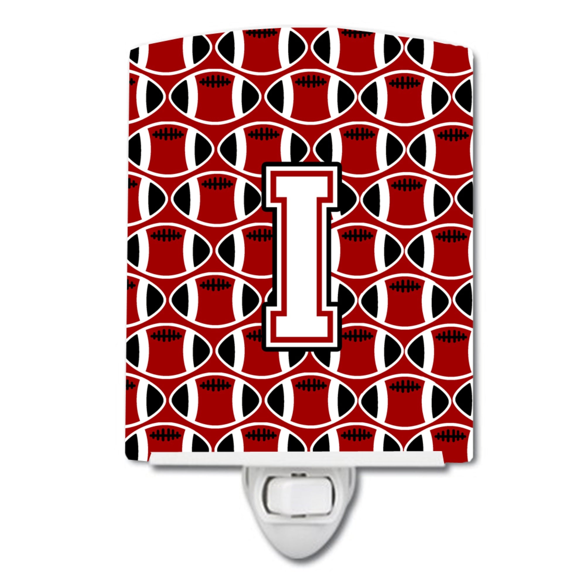  inchCarolines Treasures Letter I Football Cardinal and White Ceramic Night Light, 6x4, Multicolor inch