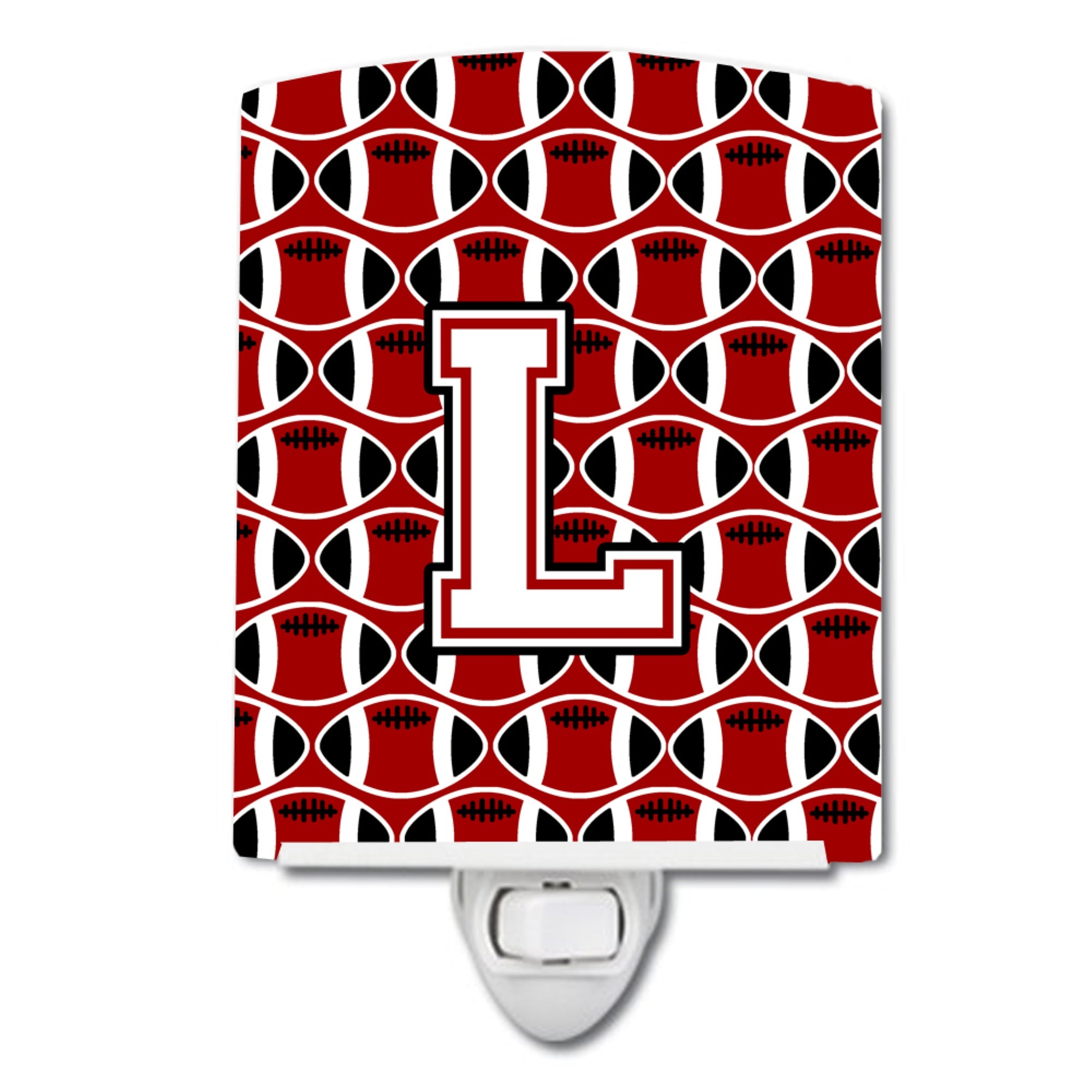  inchCarolines Treasures Letter L Football Cardinal and White Ceramic Night Light, 6x4, Multicolor inch