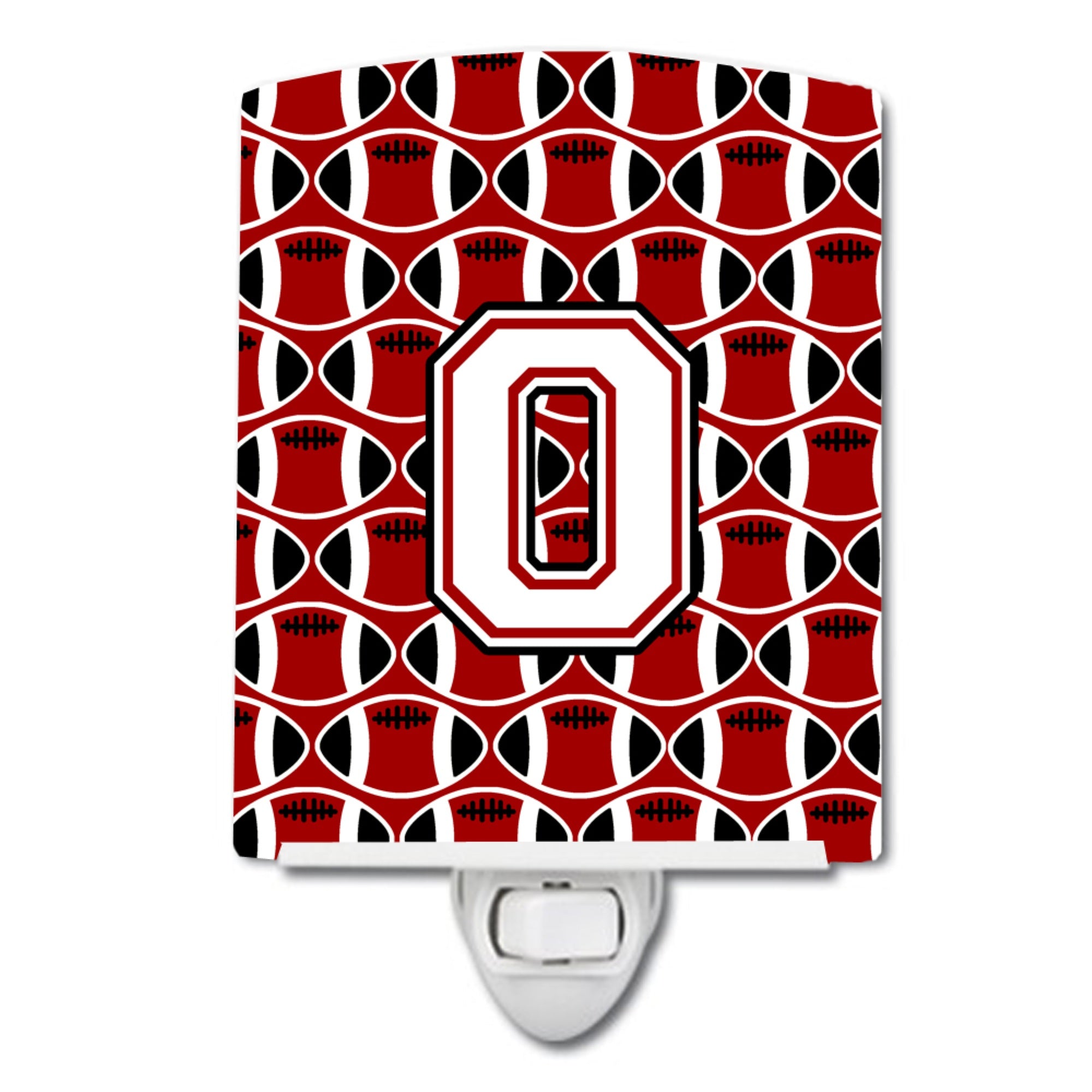  inchCarolines Treasures Letter O Football Cardinal and White Ceramic Night Light, 6x4, Multicolor inch