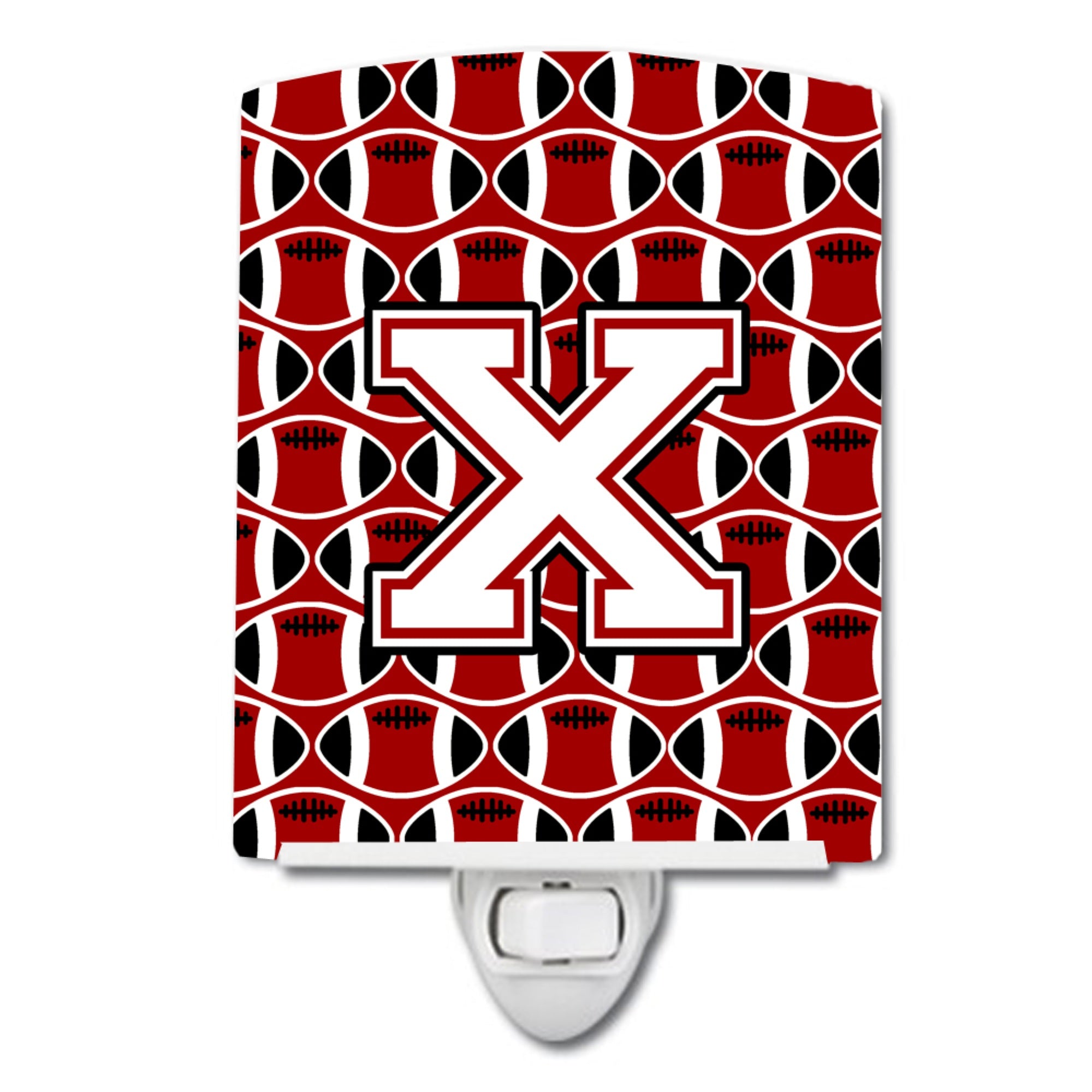  inchCarolines Treasures Letter X Football Cardinal and White Ceramic Night Light, 6x4, Multicolor inch