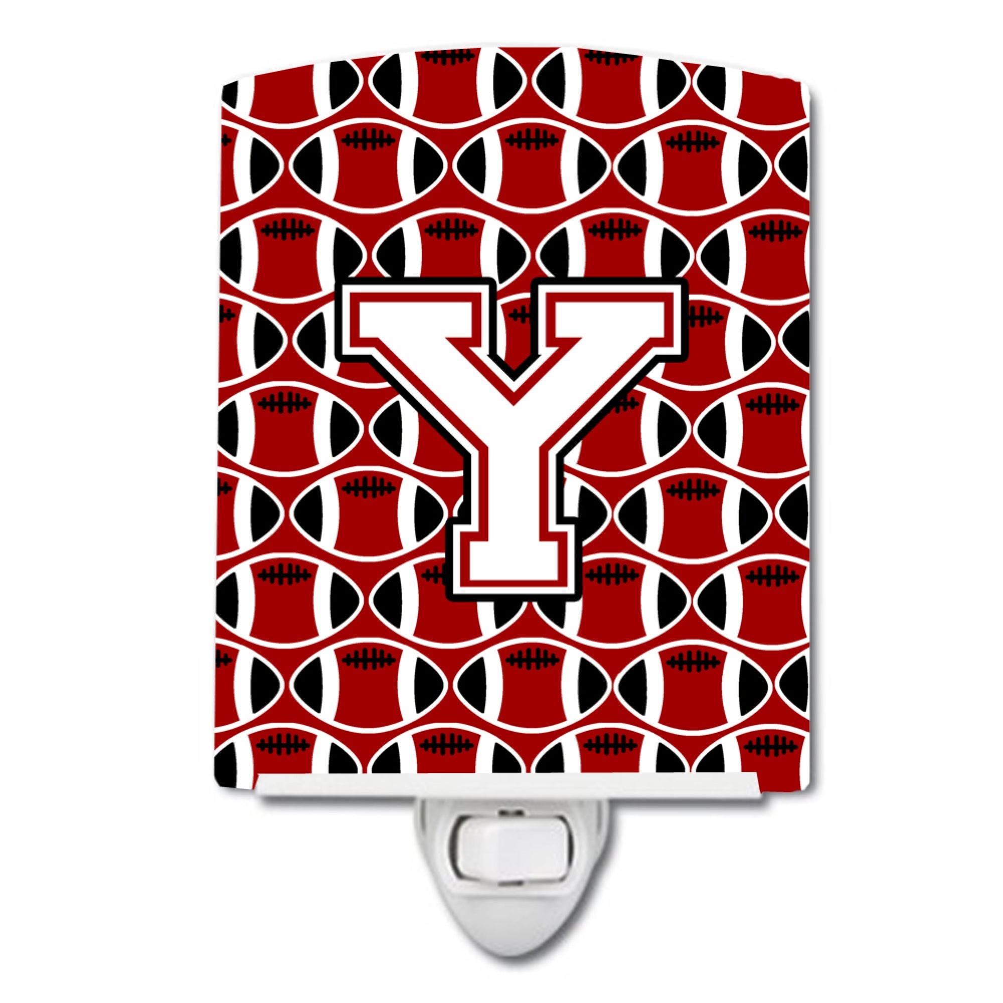  inchCarolines Treasures Letter Y Football Cardinal and White Ceramic Night Light, 6x4, Multicolor inch