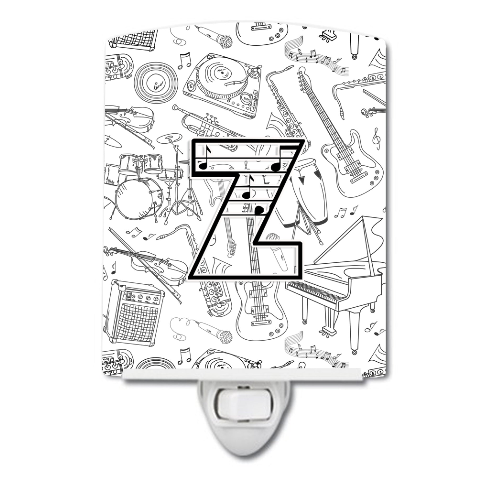  inchCarolines Treasures Z Musical Note Letters Ceramic Night Light, 6x4, Multicolor inch