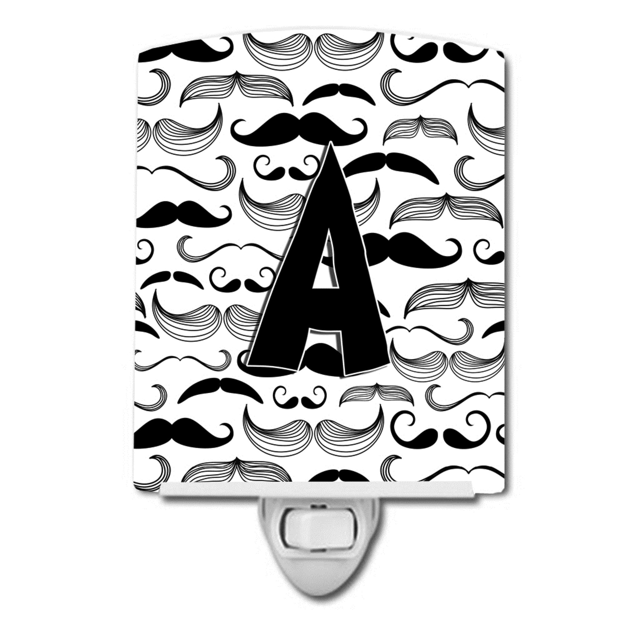  inchCarolines Treasures Letter A Moustache Initial Ceramic Night Light, 6x4, Multicolor inch