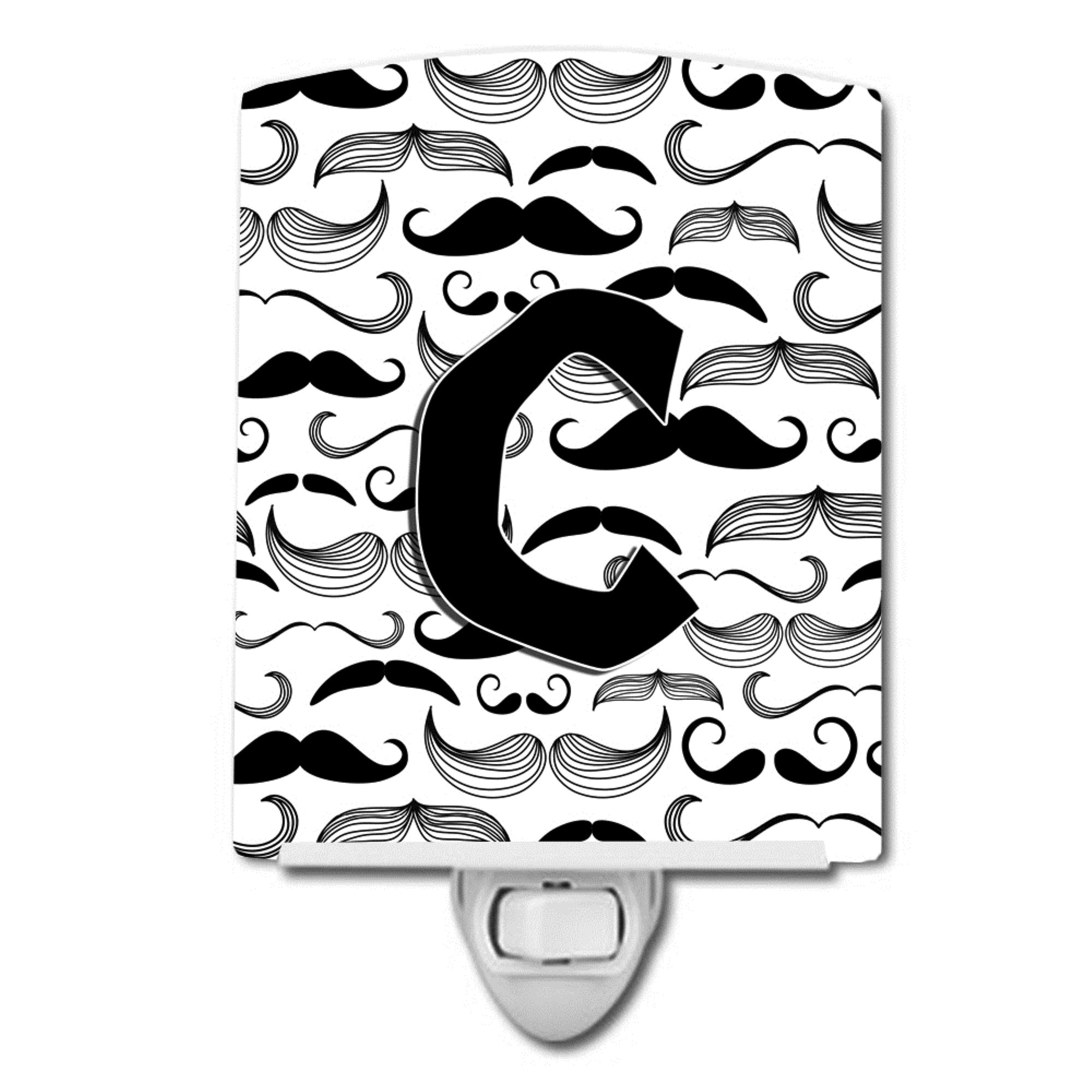  inchCarolines Treasures Letter C Moustache Initial Ceramic Night Light, 6x4, Multicolor inch