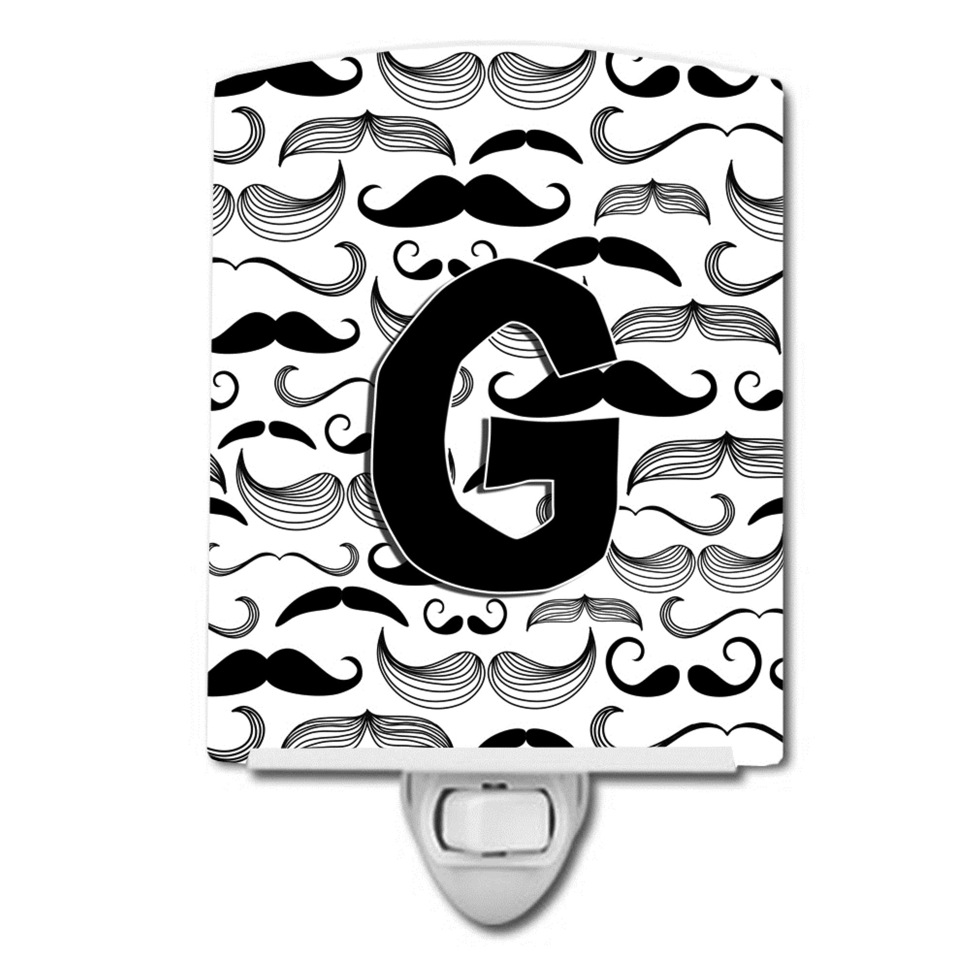  inchCarolines Treasures Letter G Moustache Initial Ceramic Night Light, 6x4, Multicolor inch