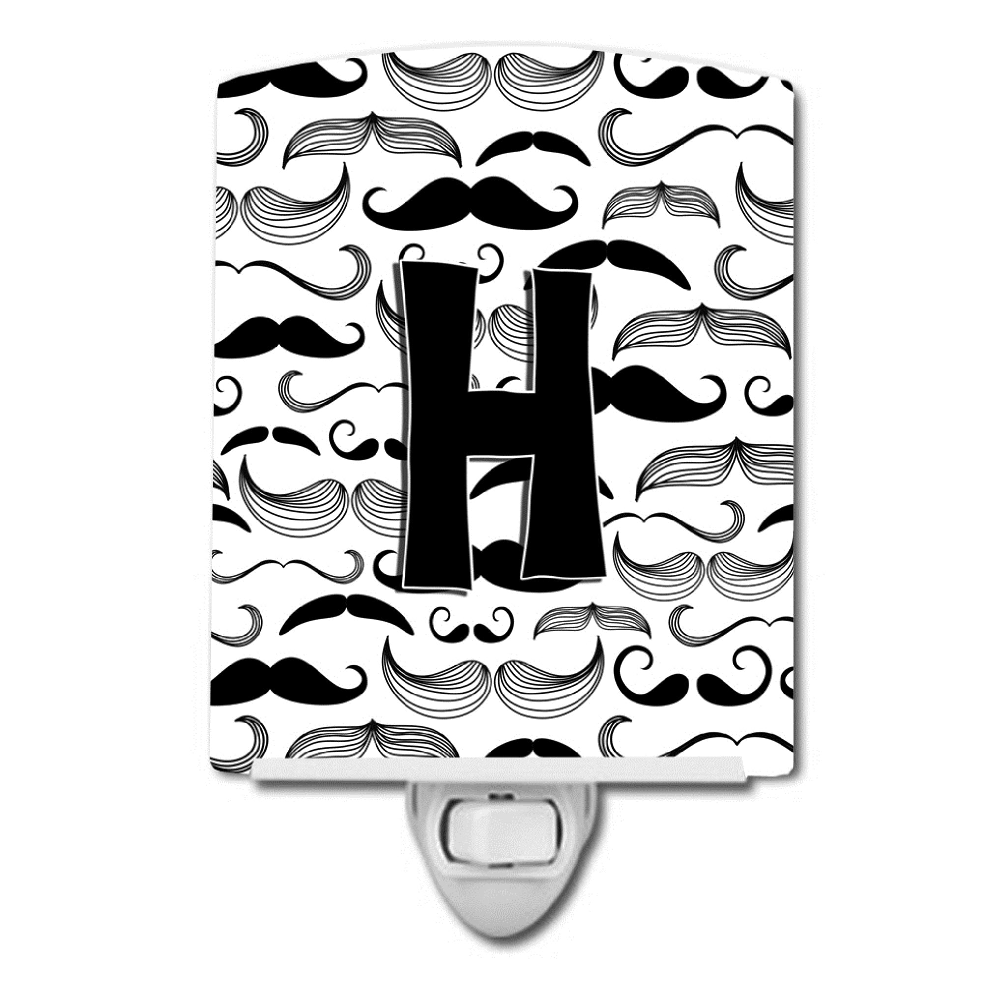  inchCarolines Treasures Letter H Moustache Initial Ceramic Night Light, 6x4, Multicolor inch