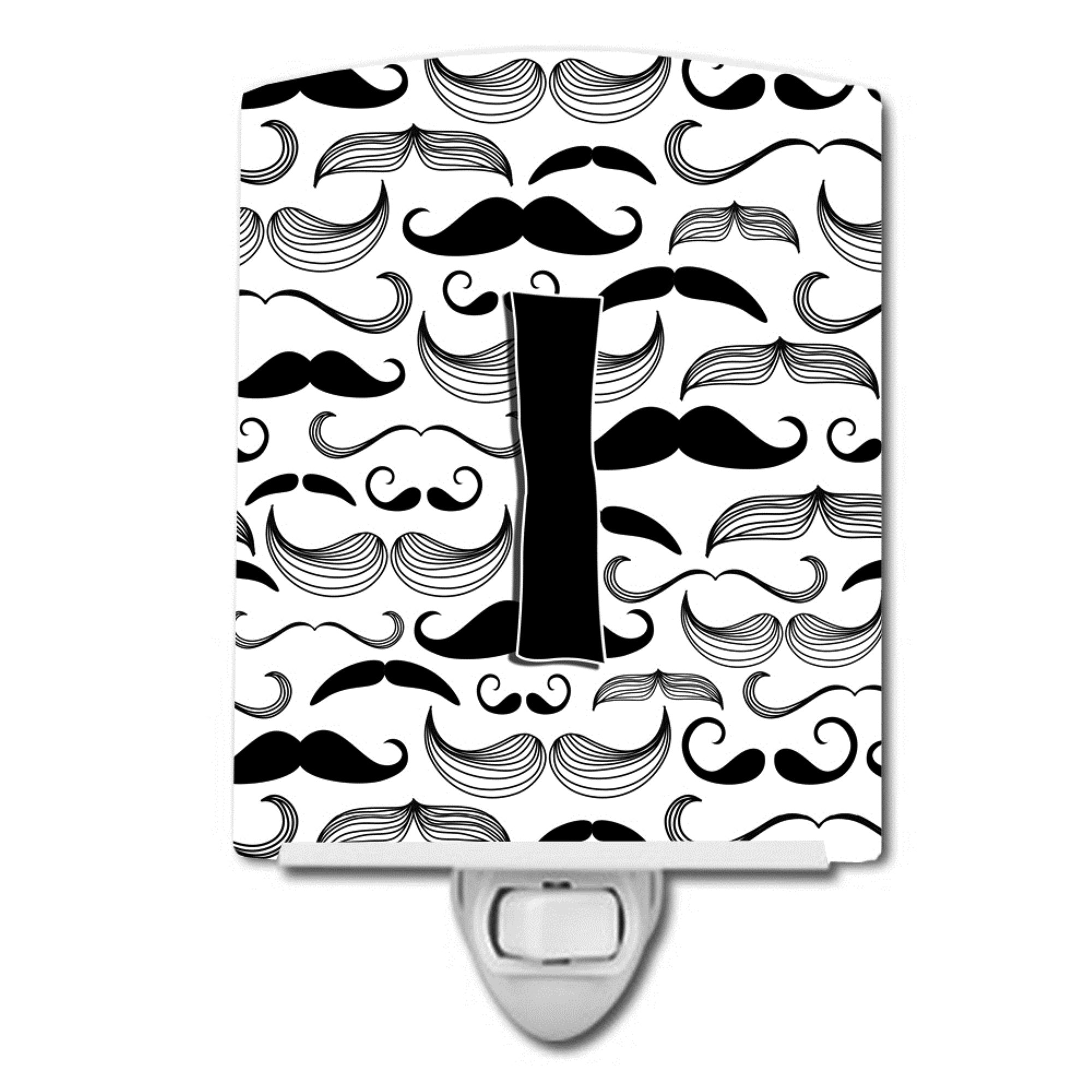  inchCarolines Treasures Letter I Moustache Initial Ceramic Night Light, 6x4, Multicolor inch