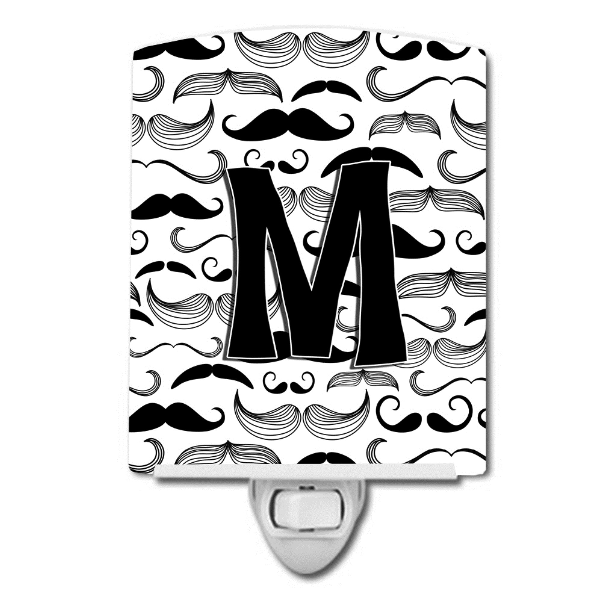  inchCarolines Treasures Letter M Moustache Initial Ceramic Night Light, 6x4, Multicolor inch