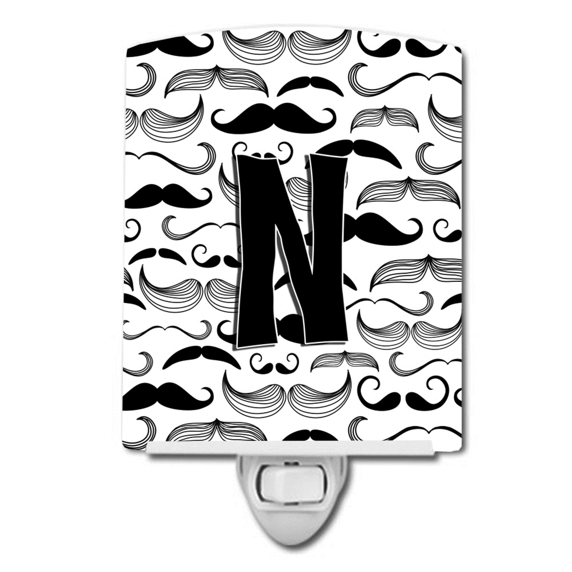  inchCarolines Treasures Letter N Moustache Initial Ceramic Night Light, 6x4, Multicolor inch