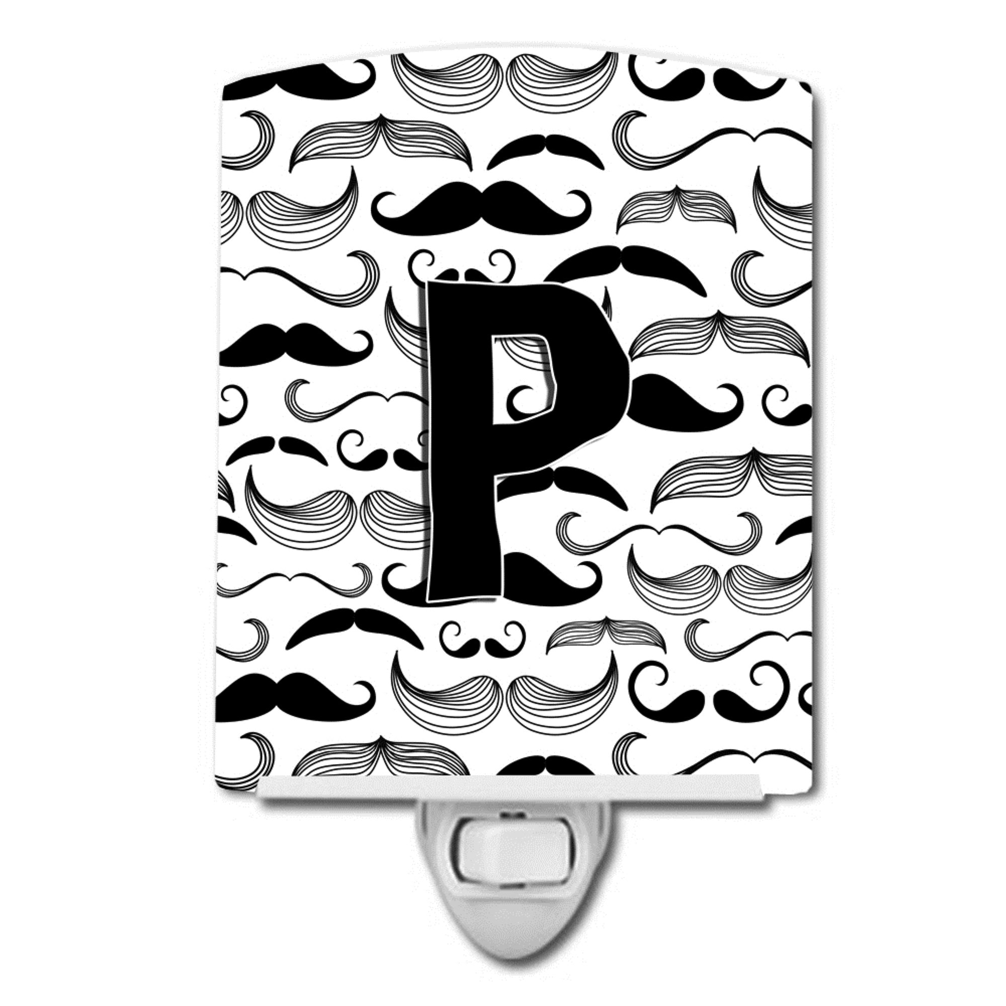  inchCarolines Treasures Letter P Moustache Initial Ceramic Night Light, 6x4, Multicolor inch