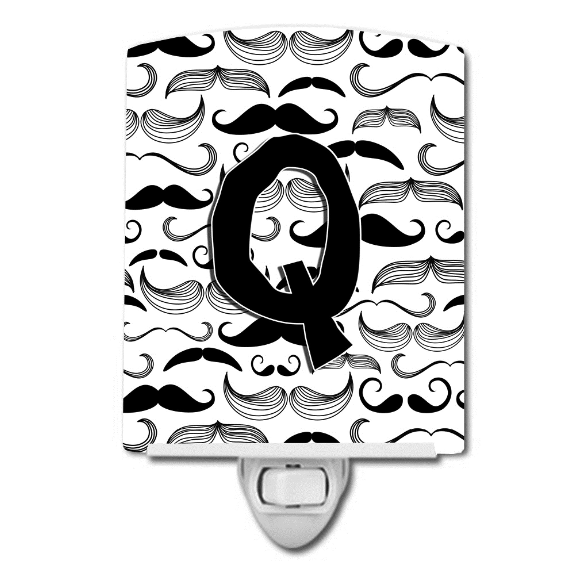  inchCarolines Treasures Letter Q Moustache Initial Ceramic Night Light, 6x4, Multicolor inch