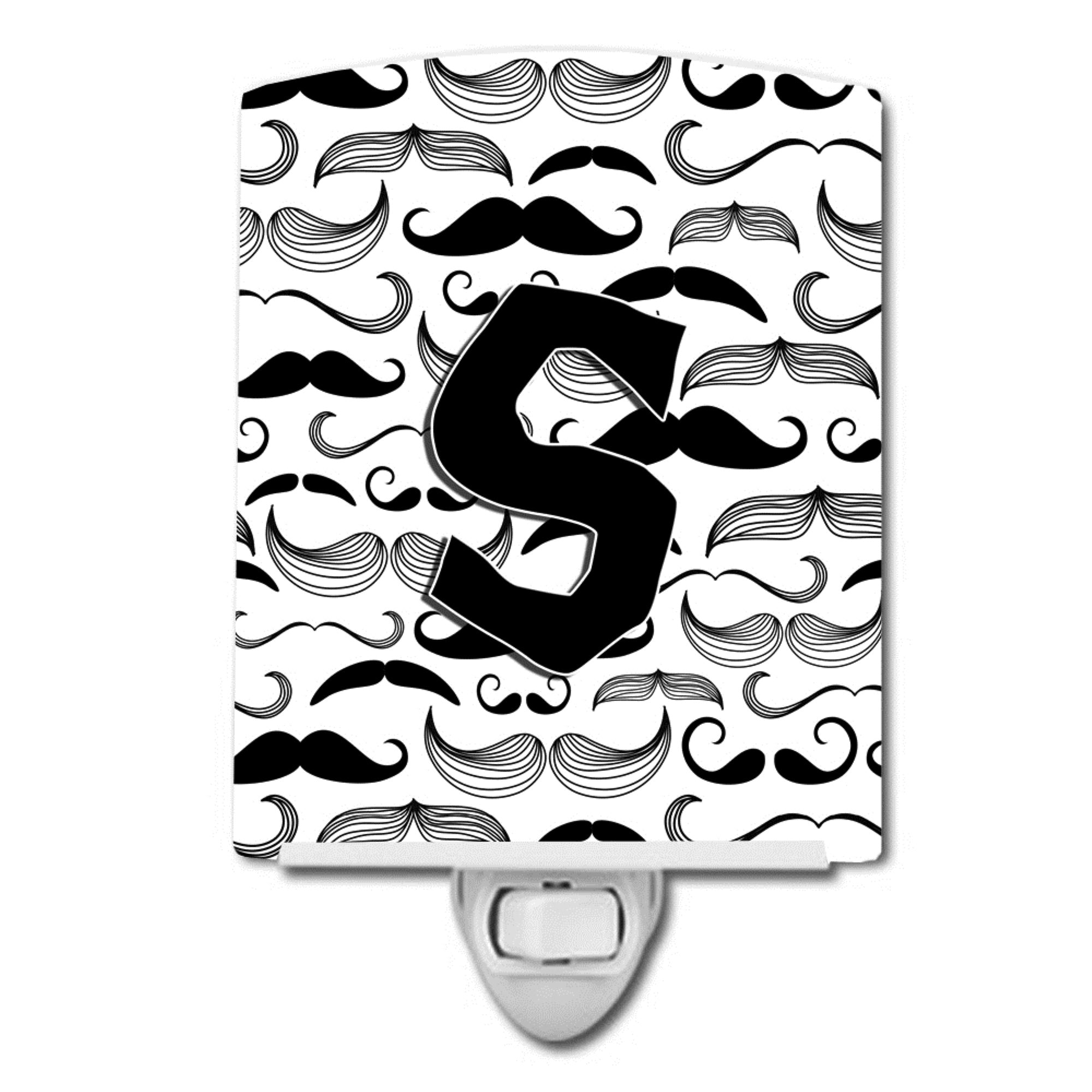  inchCarolines Treasures Letter S Moustache Initial Ceramic Night Light, 6x4, Multicolor inch