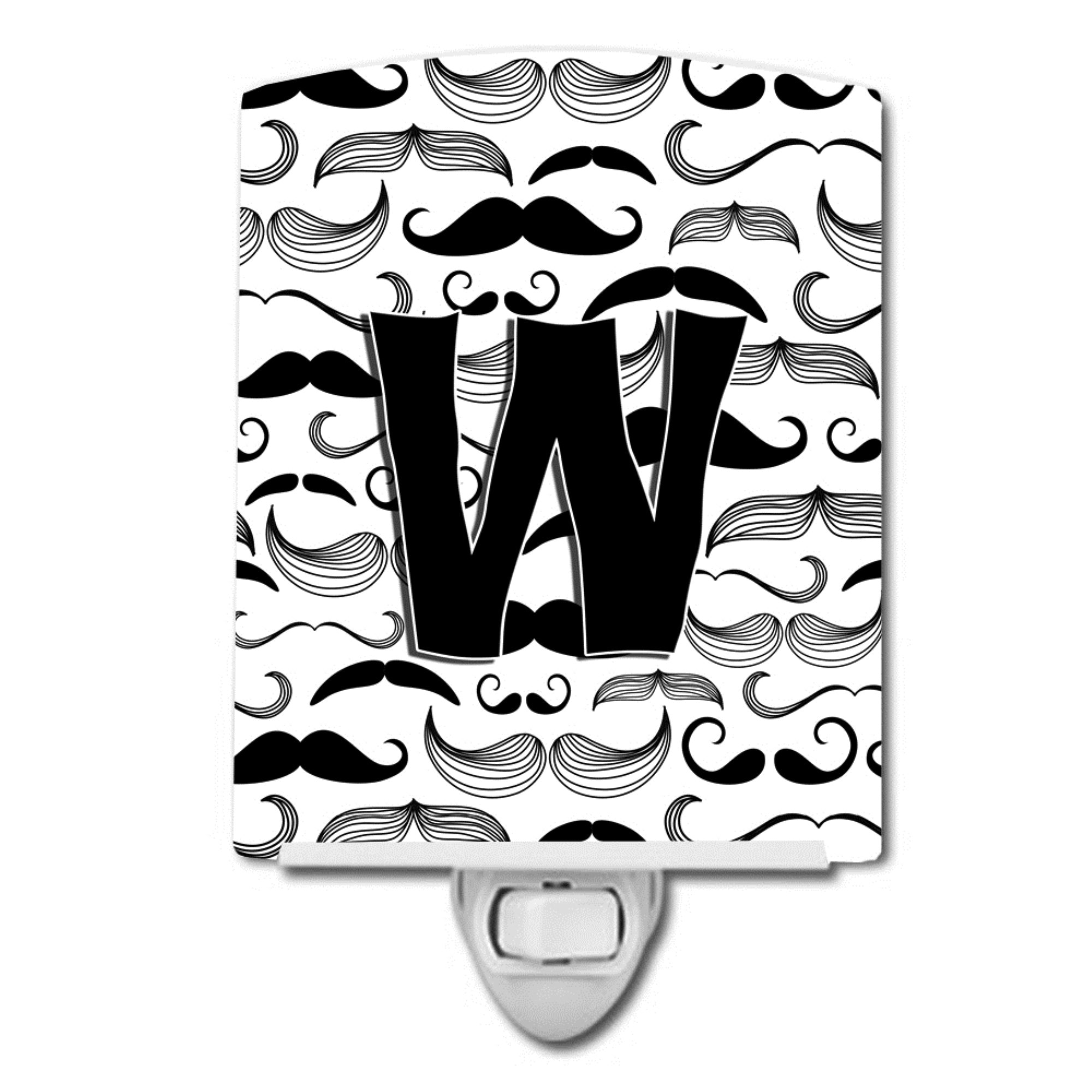  inchCarolines Treasures Letter W Moustache Initial Ceramic Night Light, 6x4, Multicolor inch