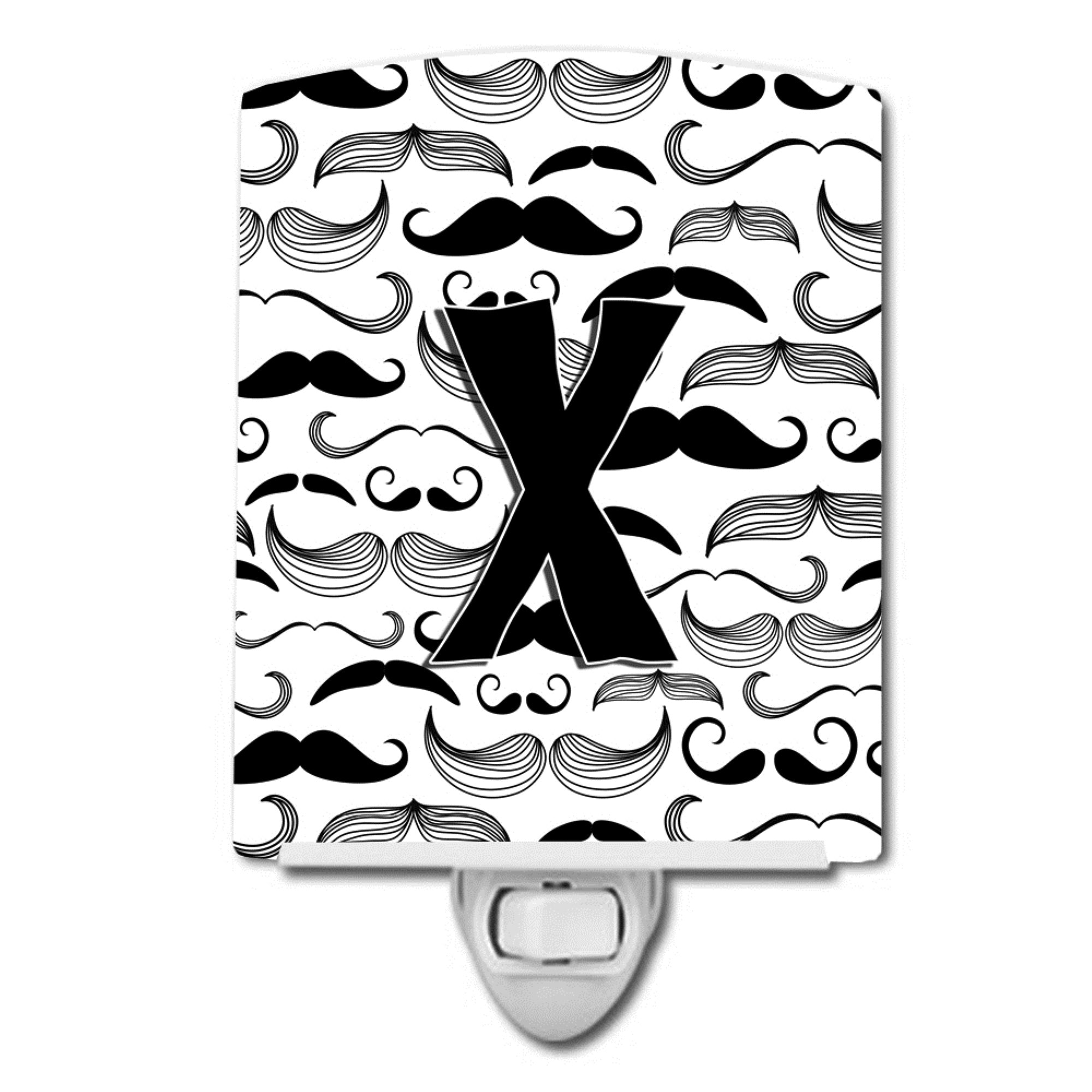  inchCarolines Treasures Letter X Moustache Initial Ceramic Night Light, 6x4, Multicolor inch
