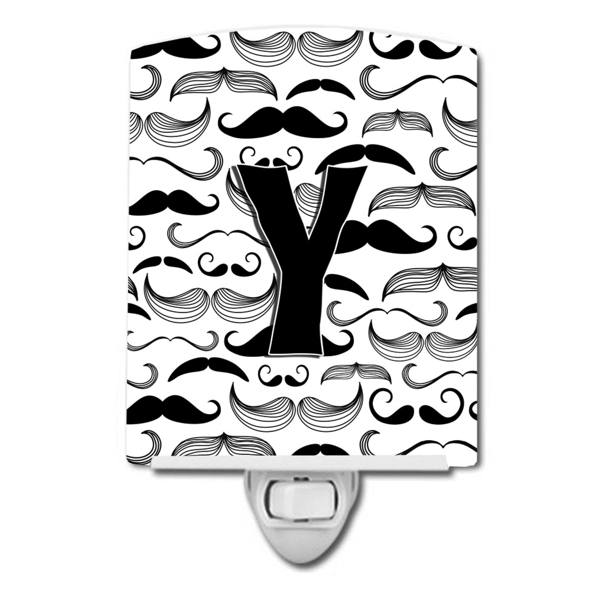  inchCarolines Treasures Letter Y Moustache Initial Ceramic Night Light, 6x4, Multicolor inch