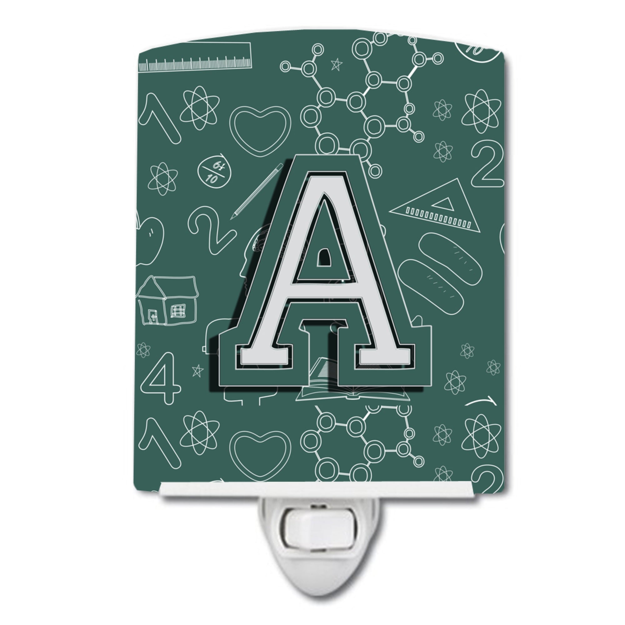  inchCarolines Treasures Letter A Back to School Initial Ceramic Night Light, 6x4, Multicolor inch