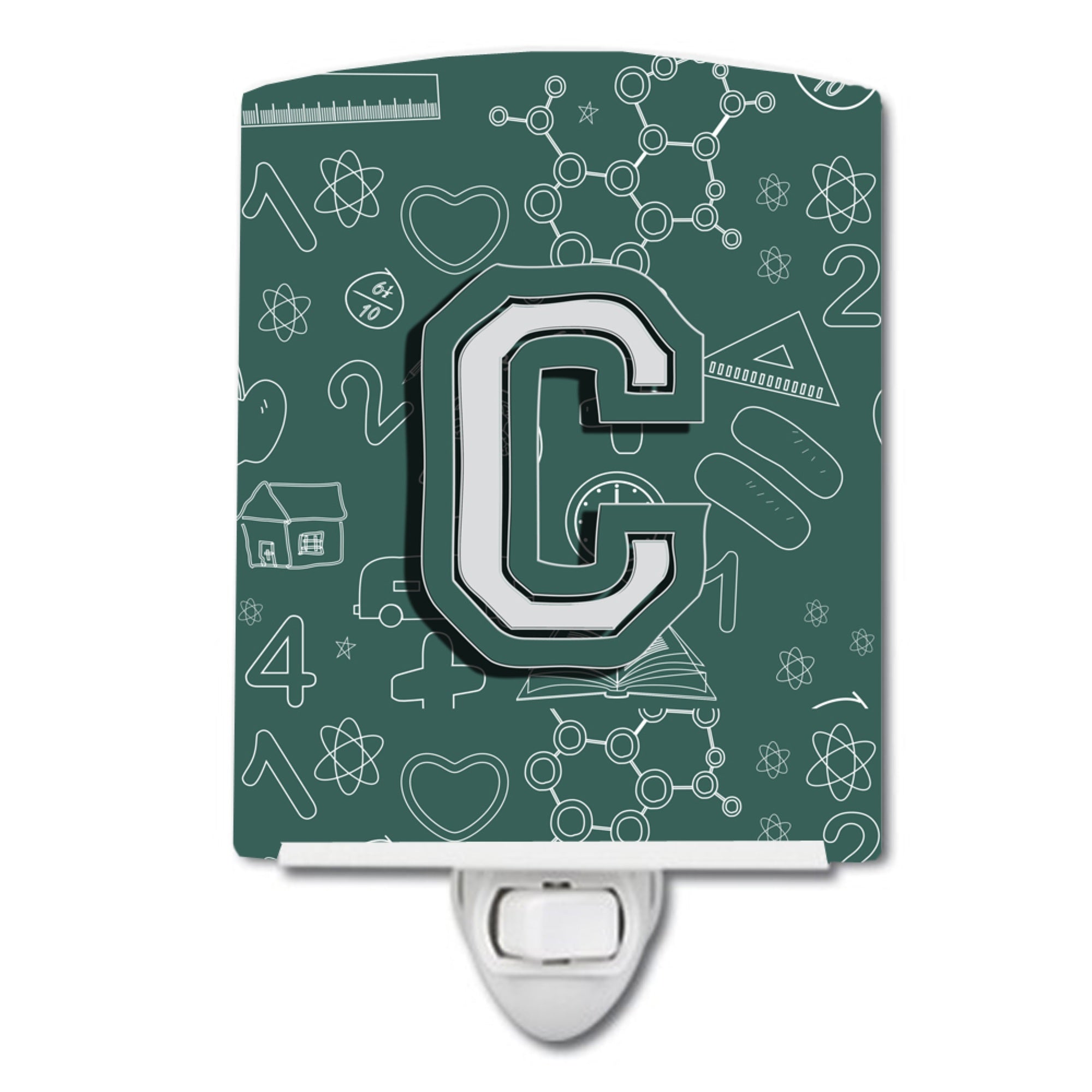  inchCarolines Treasures Letter C Back to School Initial Ceramic Night Light, 6x4, Multicolor inch