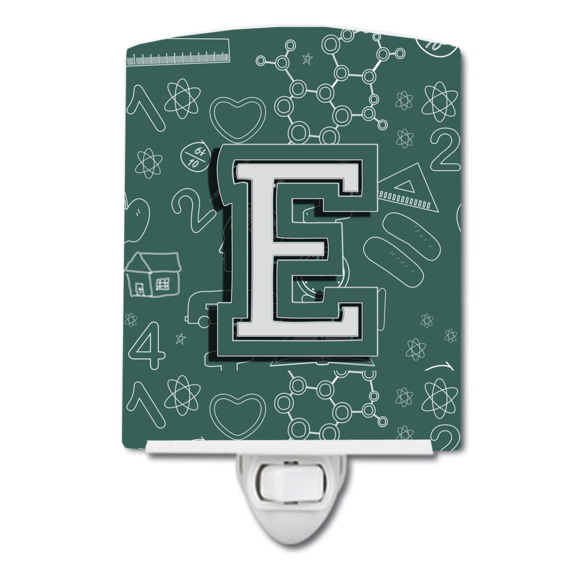  inchCarolines Treasures Letter E Back to School Initial Ceramic Night Light, 6x4, Multicolor inch